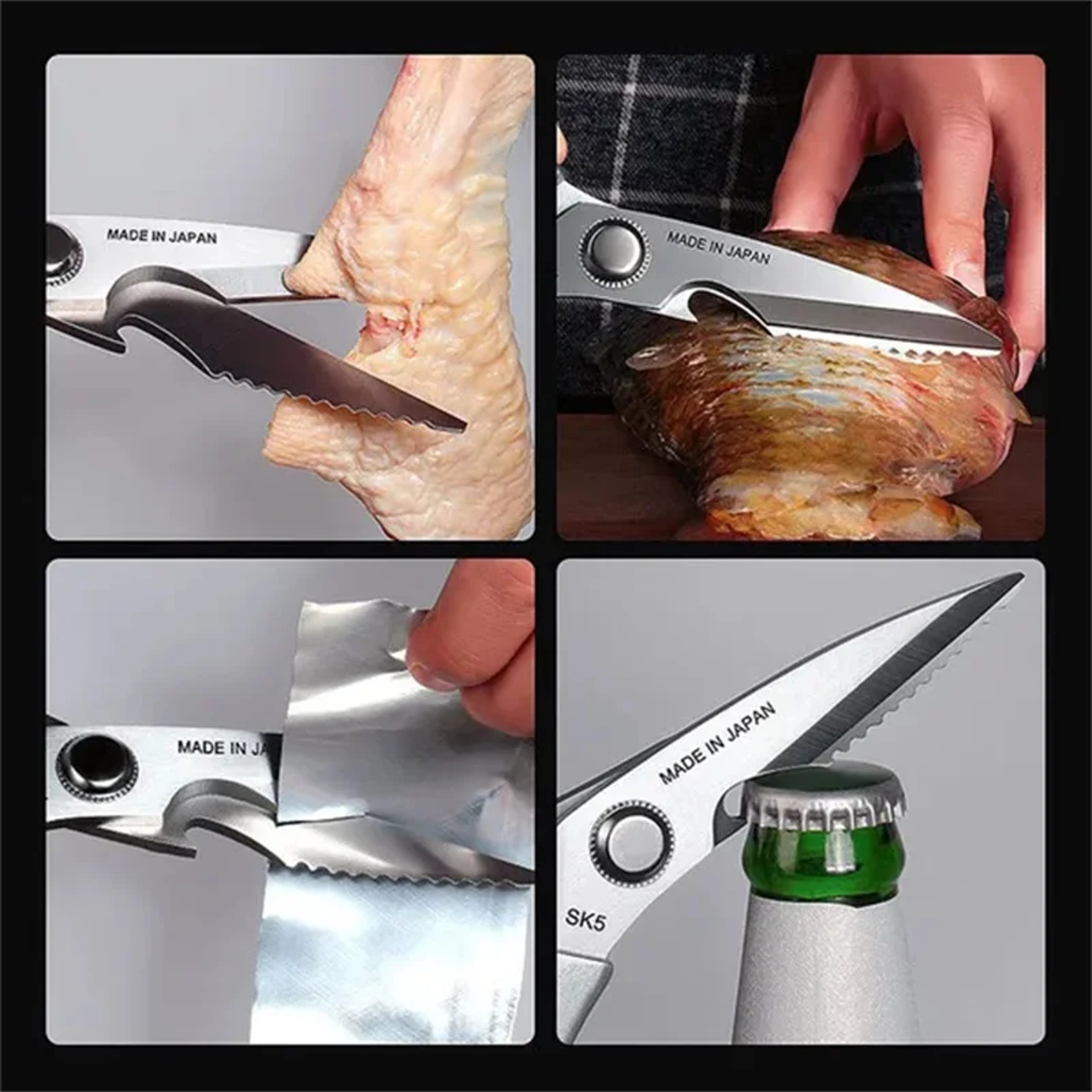 Professional Stainless Steel Kitchen Scissors Multifunctional Chicken Bone Fish Duck Shear Knife To 2