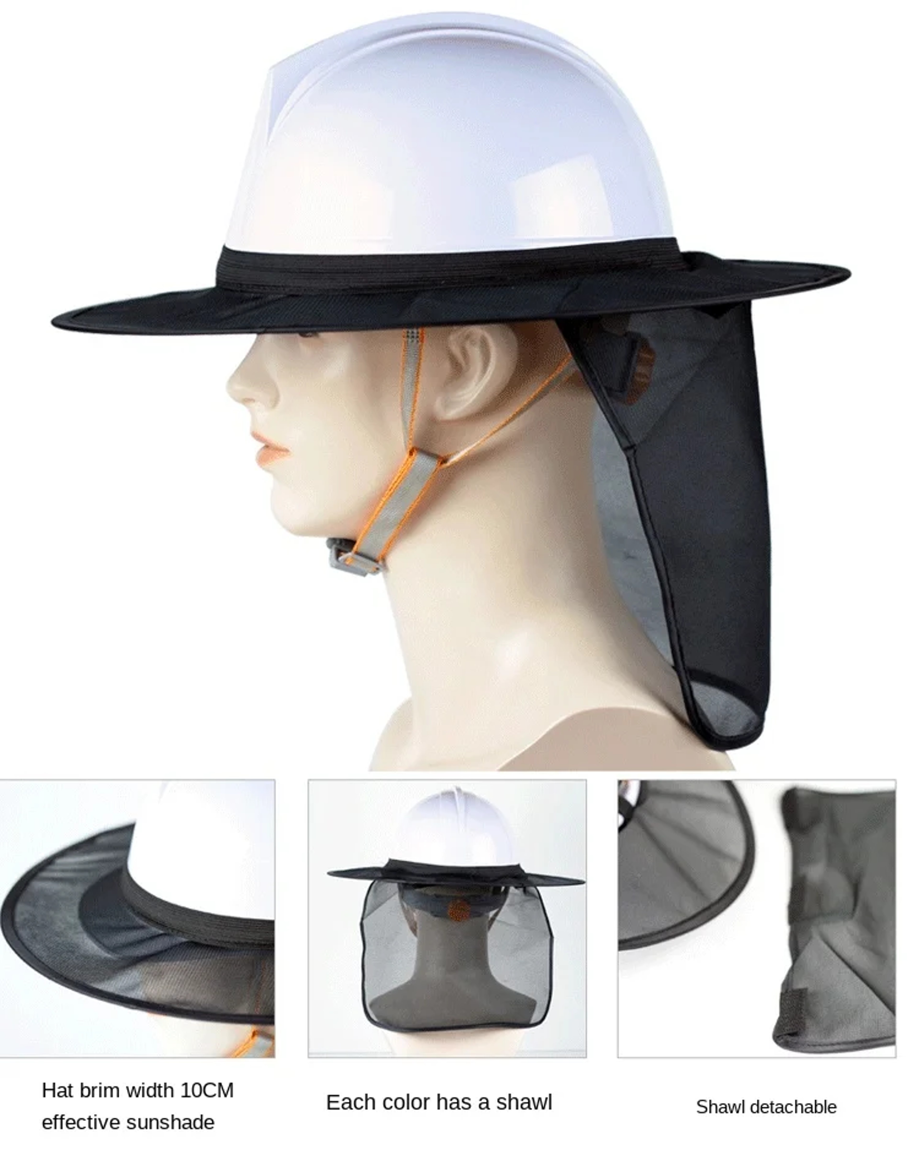 Hard Hat Reflective Stripe Neck Shield Kit For Construction Safety Summer Sun Protection Helmet Sha 3
