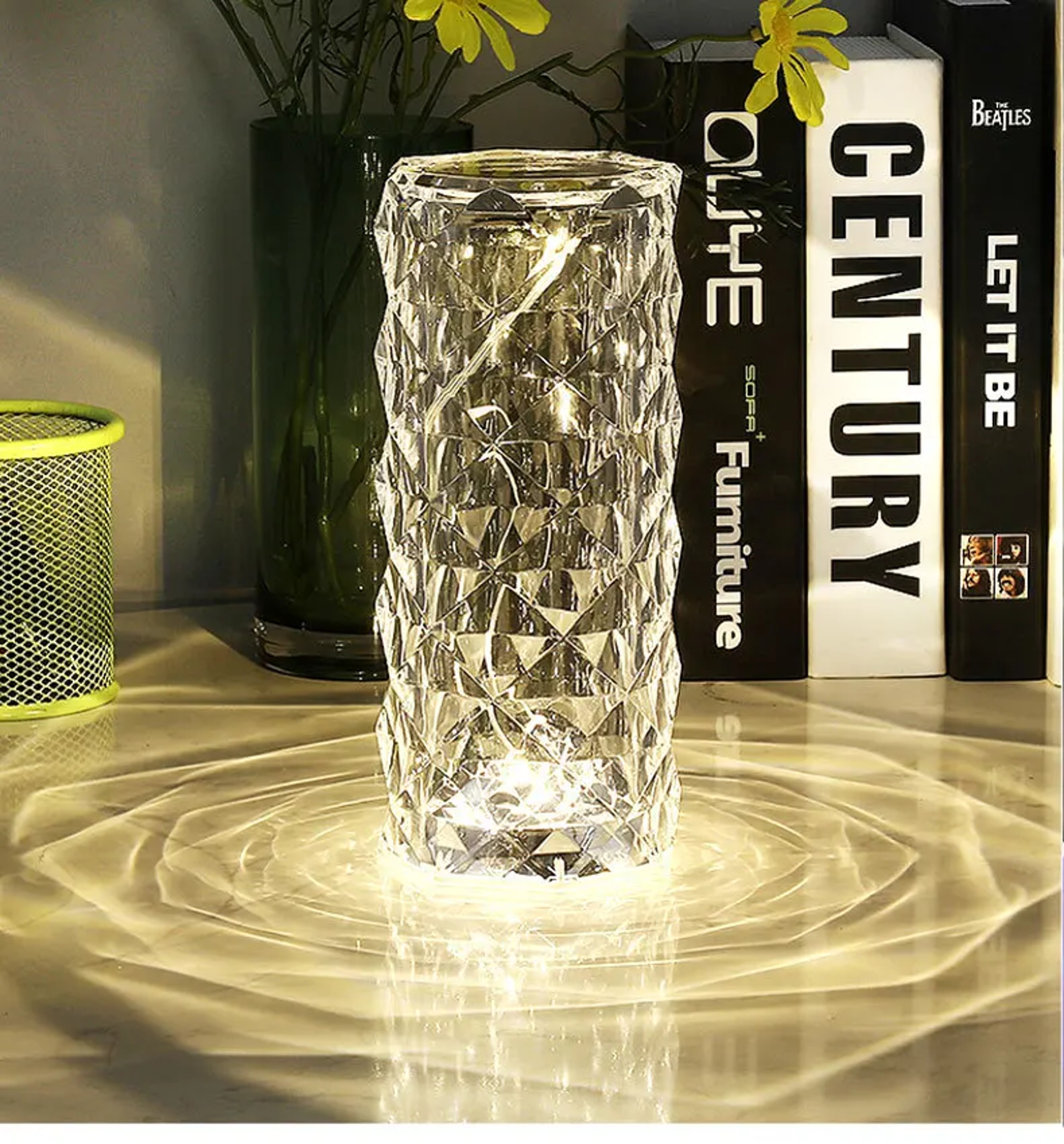 Rechargeable Crystal Diamond Table Lamp Acrylic Bedroom Bedside Touch Creative Night Lights Rose De 2