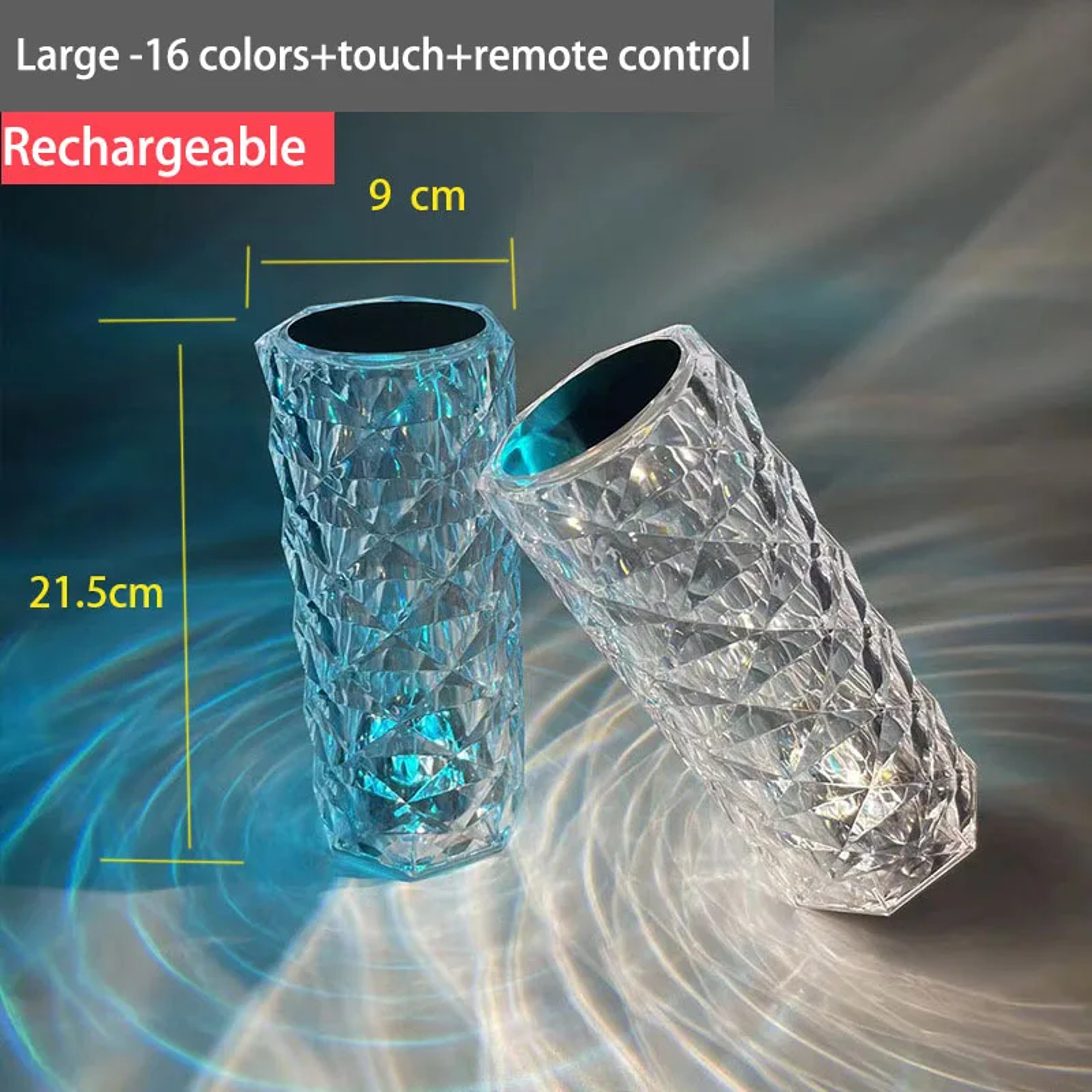 Rechargeable Crystal Diamond Table Lamp Acrylic Bedroom Bedside Touch Creative Night Lights Rose De 9