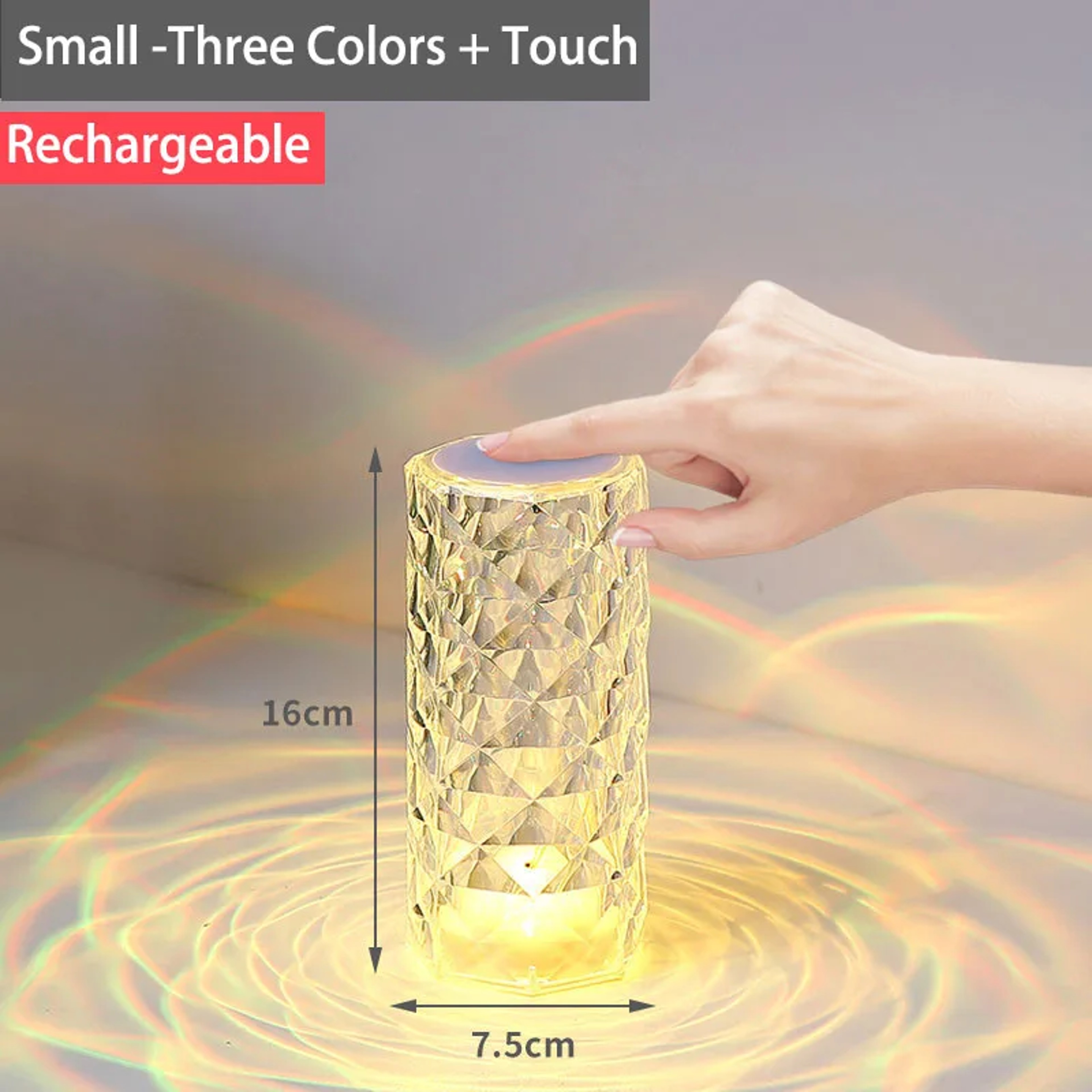 Rechargeable Crystal Diamond Table Lamp Acrylic Bedroom Bedside Touch Creative Night Lights Rose De 6