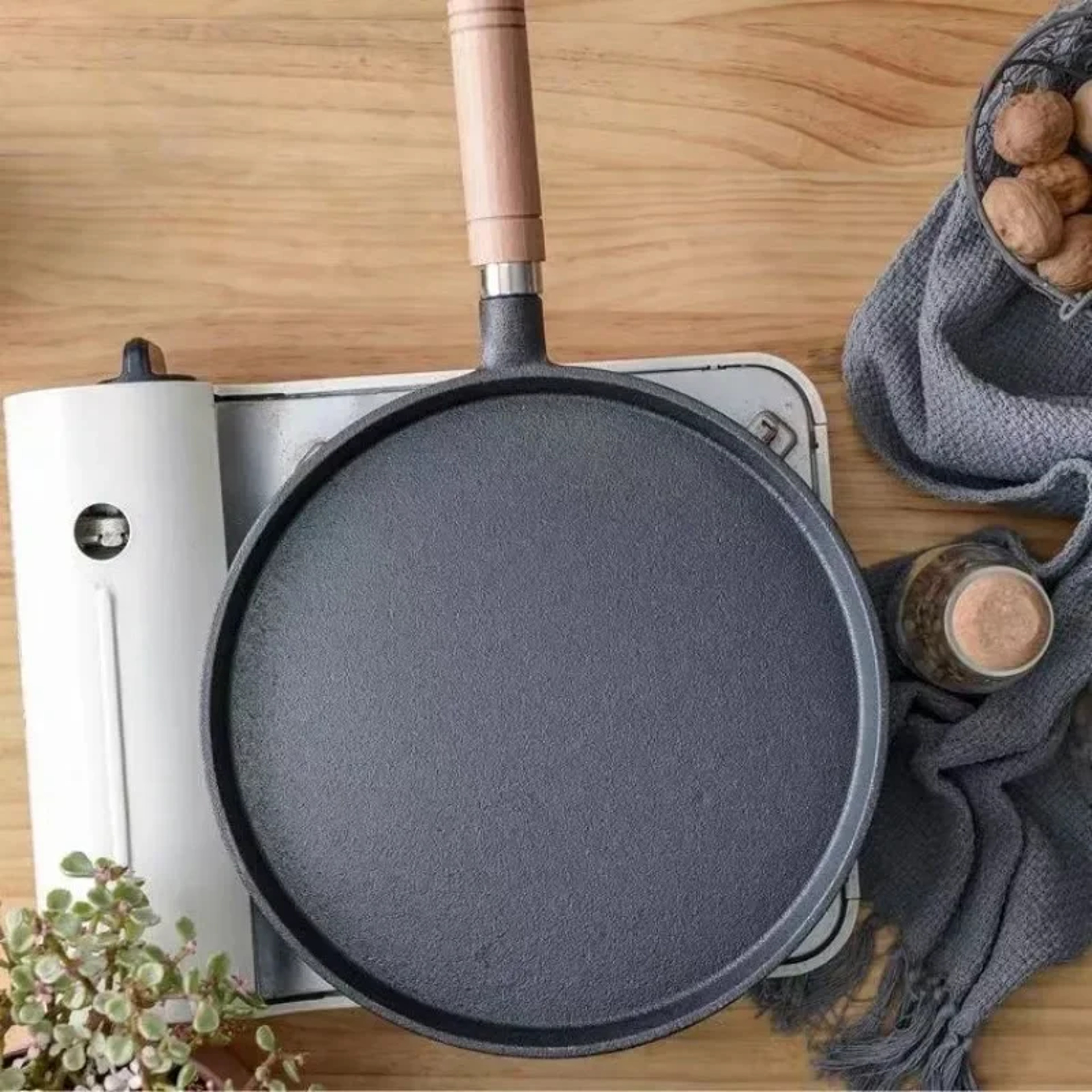 Uncoated Cast Iron Frying Pan Nonstick Pancake Pan Crepe Maker For Gas Induction Cooker Kitchen Coo 2