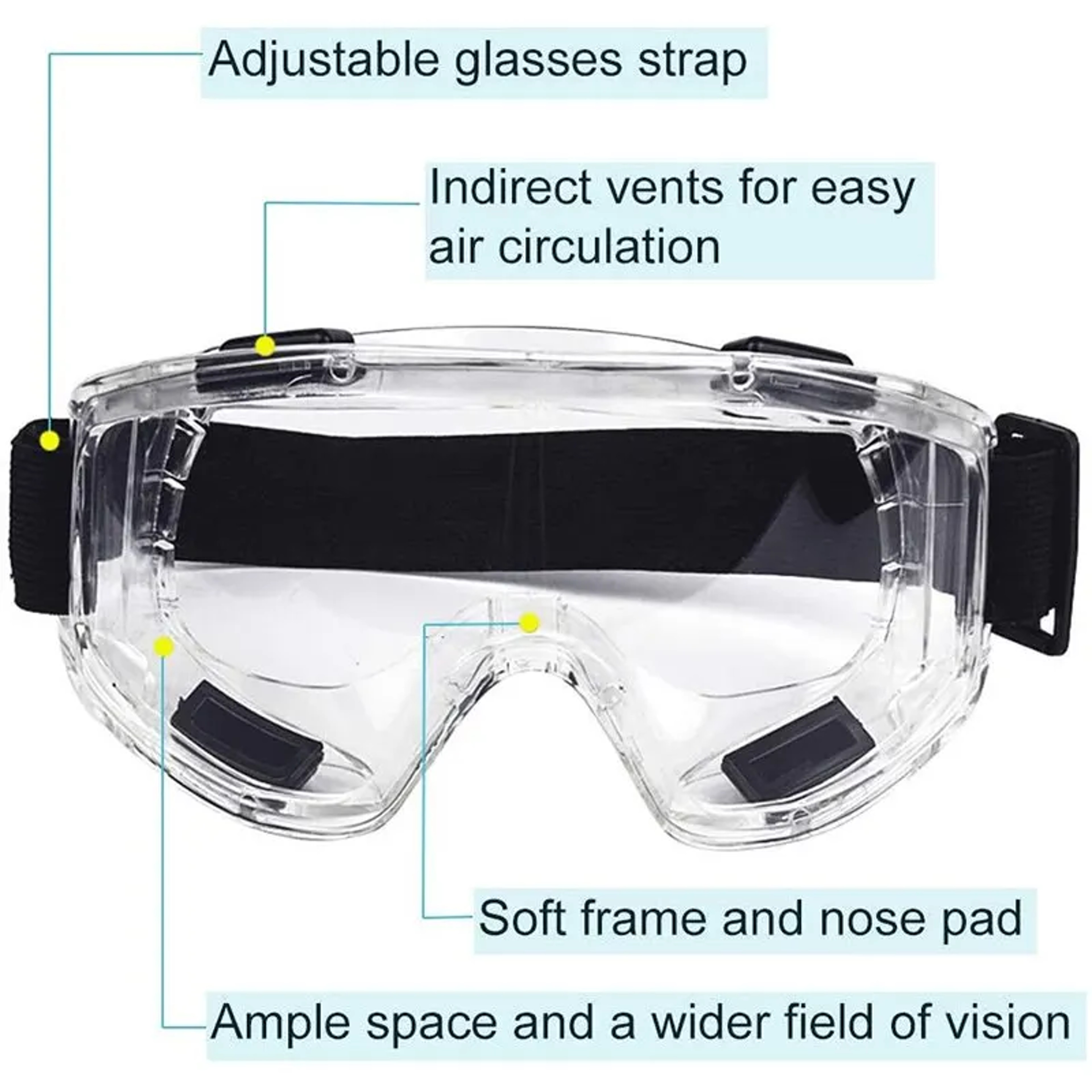 Industrial Research Safety Glasses Clear Lens Anti Fog Dust Proof Eye Protection Goggles 3