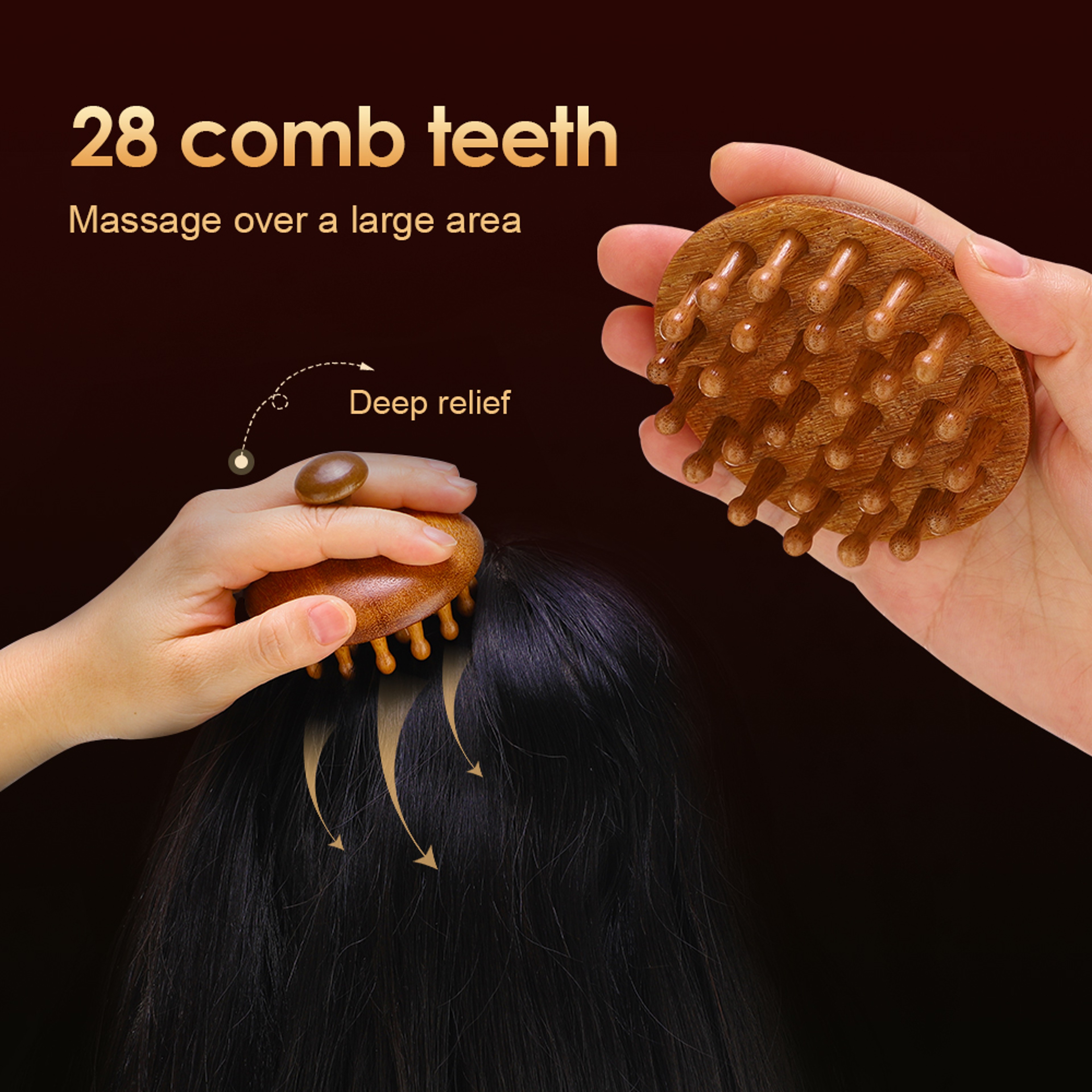 AntiStatic Sandalwood Massage Comb Wooden Brush Head Acupoint Massage GuaSha Tool For Neck And Body 1