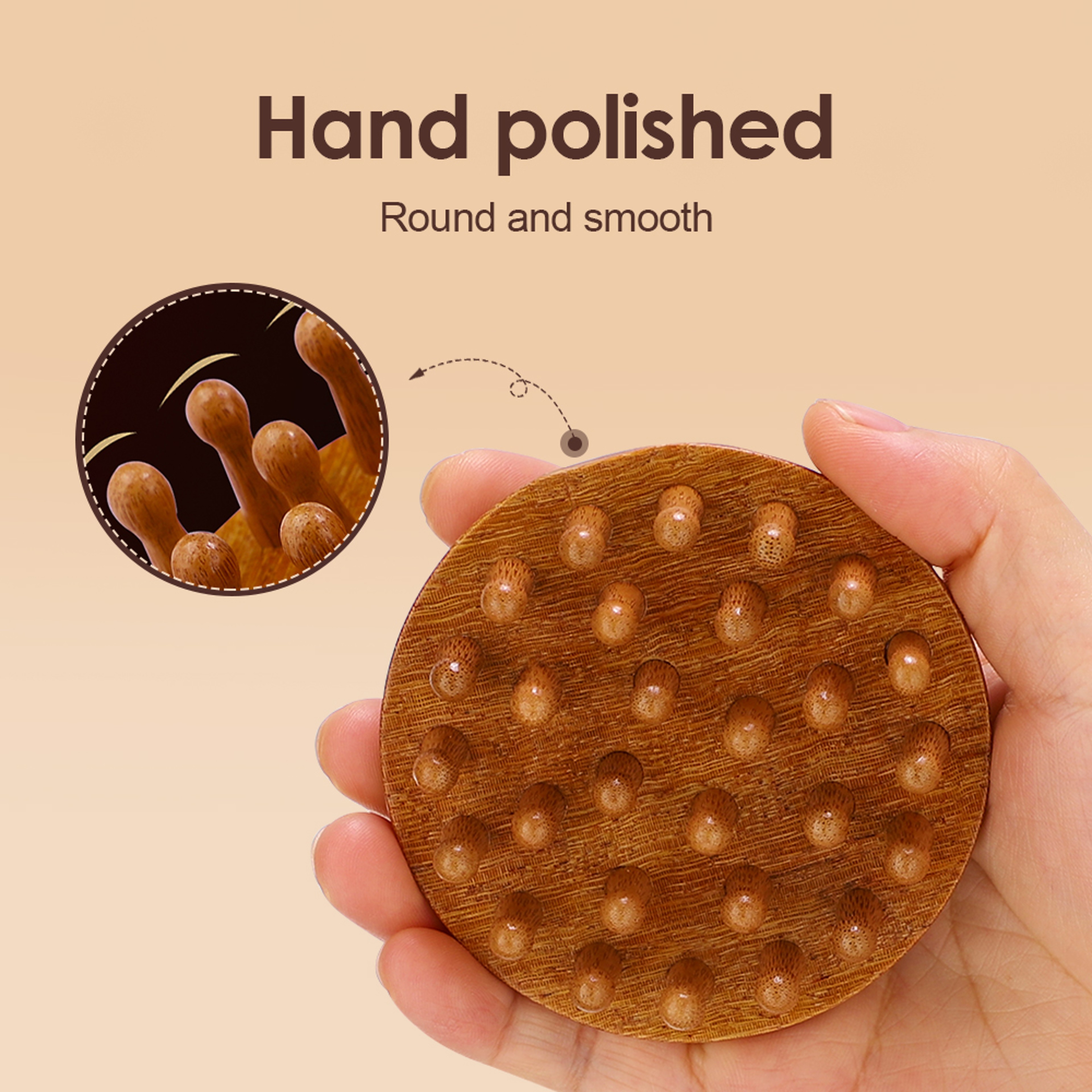 AntiStatic Sandalwood Massage Comb Wooden Brush Head Acupoint Massage GuaSha Tool For Neck And Body 4