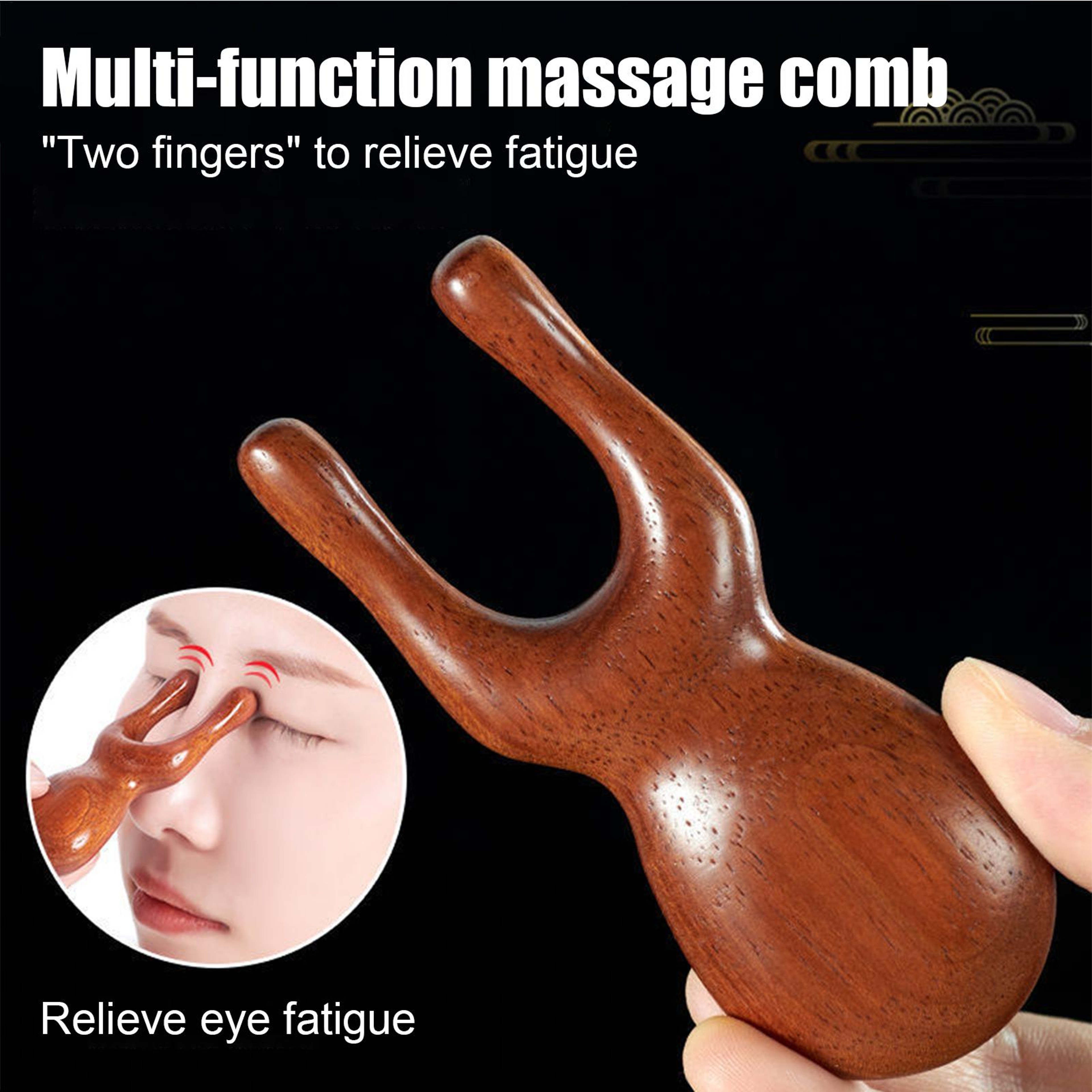 Sandalwood Deer Antlers Scalp Massager Comb Gua Sha Comb For Facial Massage Meridians Dredging Hair 1
