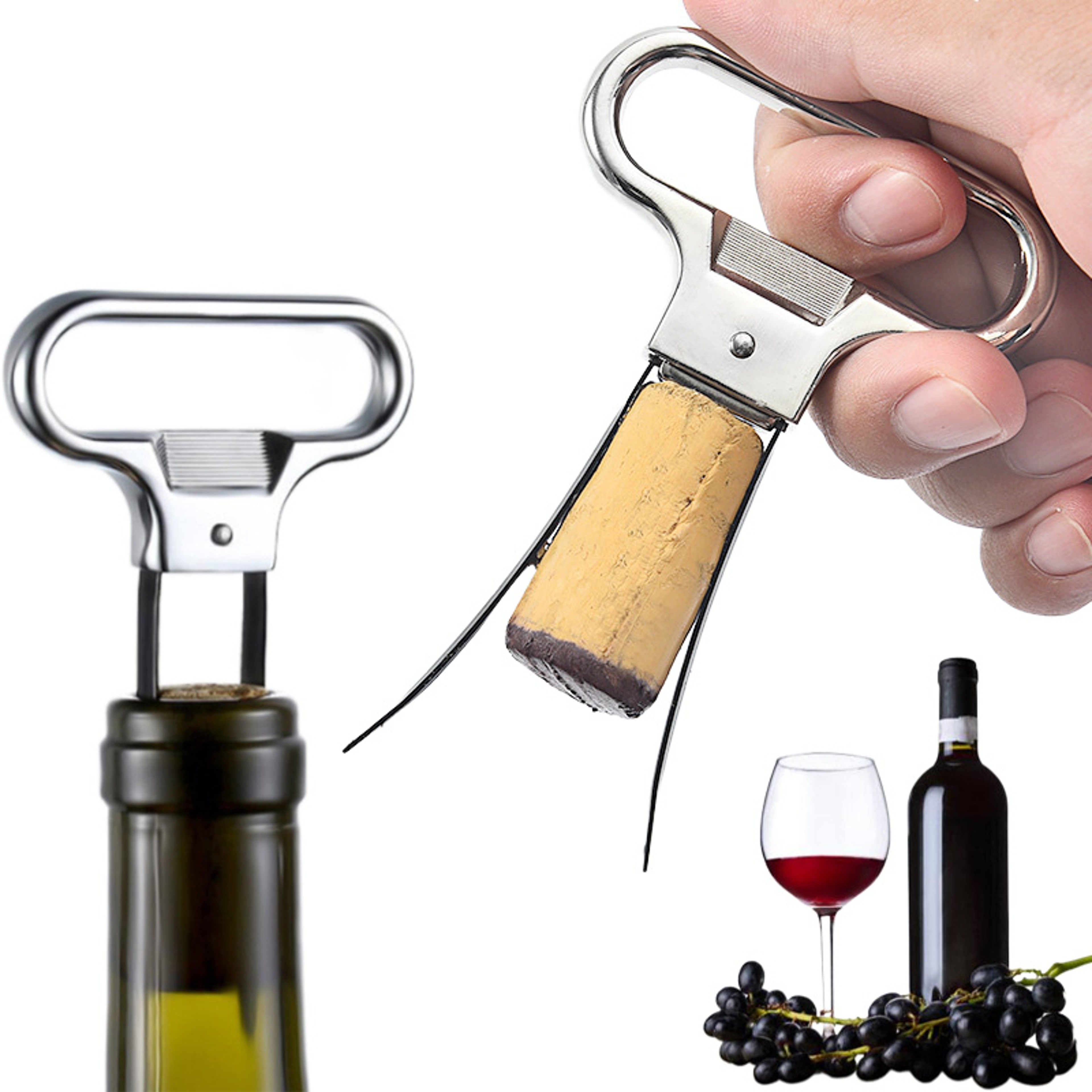 Wine Bottle Opener Two Prong Cork Puller For Home Dining Room Bar Hotel Beer Opener 0