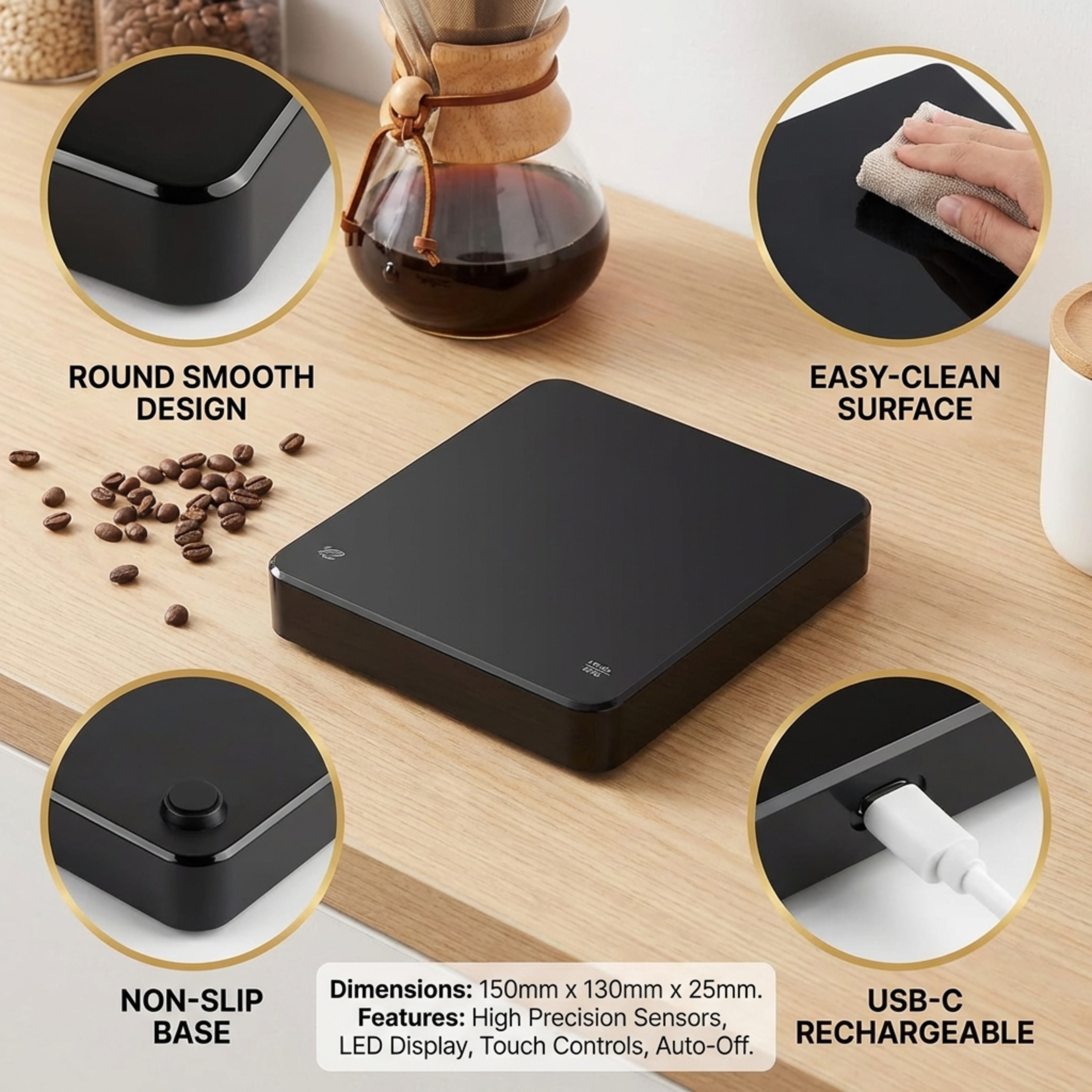 Rechargeable USB Coffee Scale With High Accuracy LED Timer For Kitchen Espresso Brewing And Measuri 1