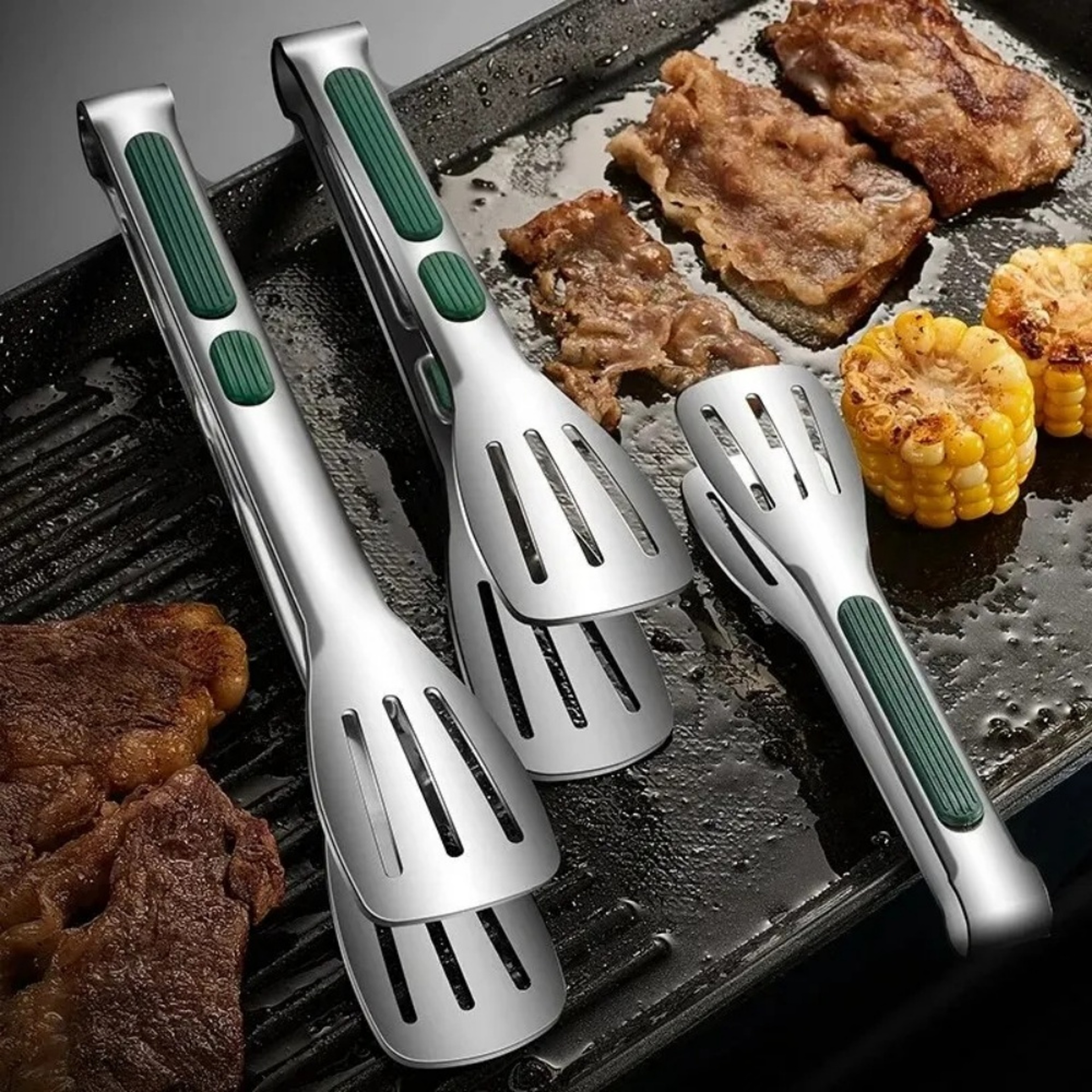 BBQ Grill Food Tong Stainless Steel Salad Bread Clip Buffet Clamp Nonslip 0