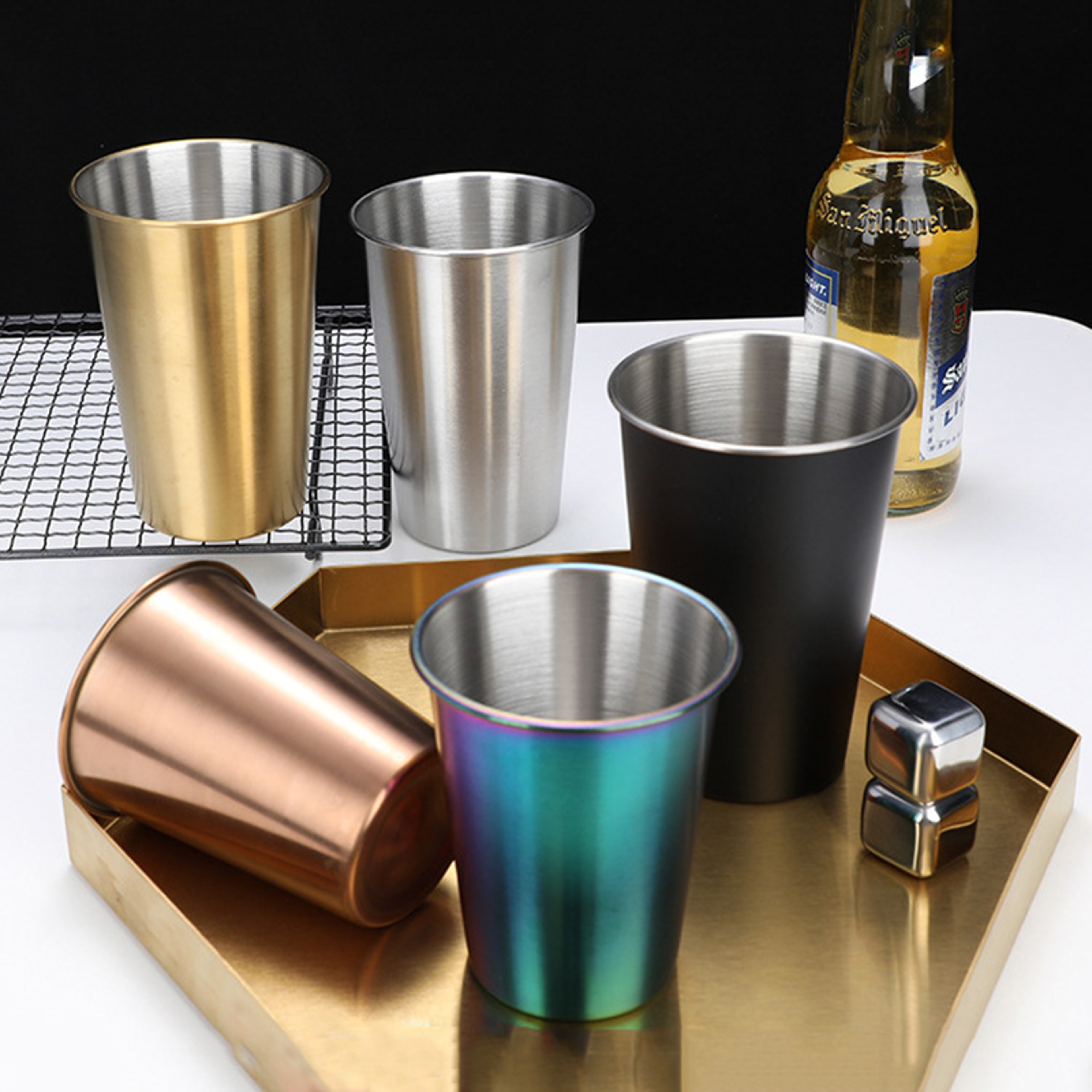 Metal Drink Cup Stainless Steel Tea Mug Coffee Tumbler Beer Mug For Bar Kitchen Office 0