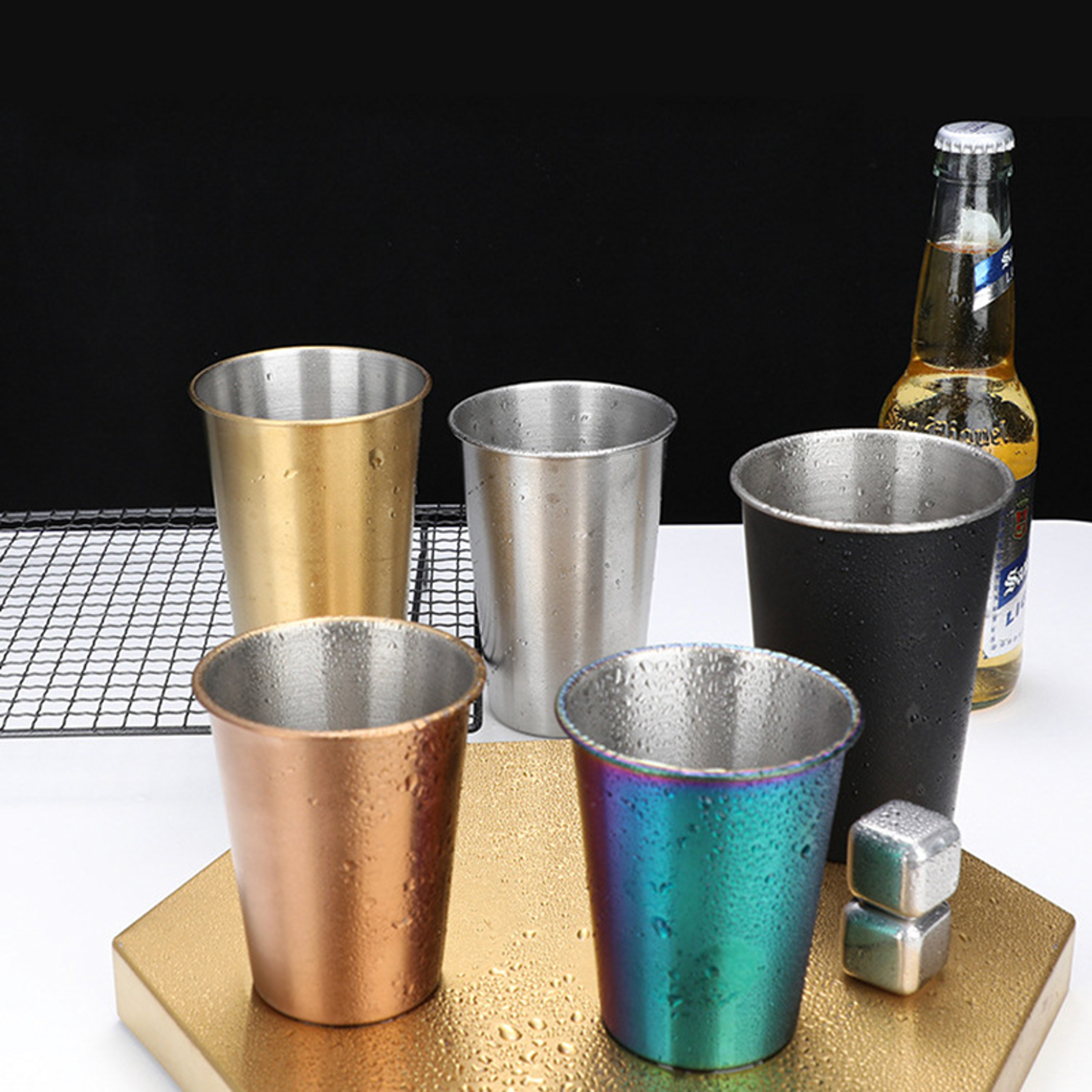 Metal Drink Cup Stainless Steel Tea Mug Coffee Tumbler Beer Mug For Bar Kitchen Office 1