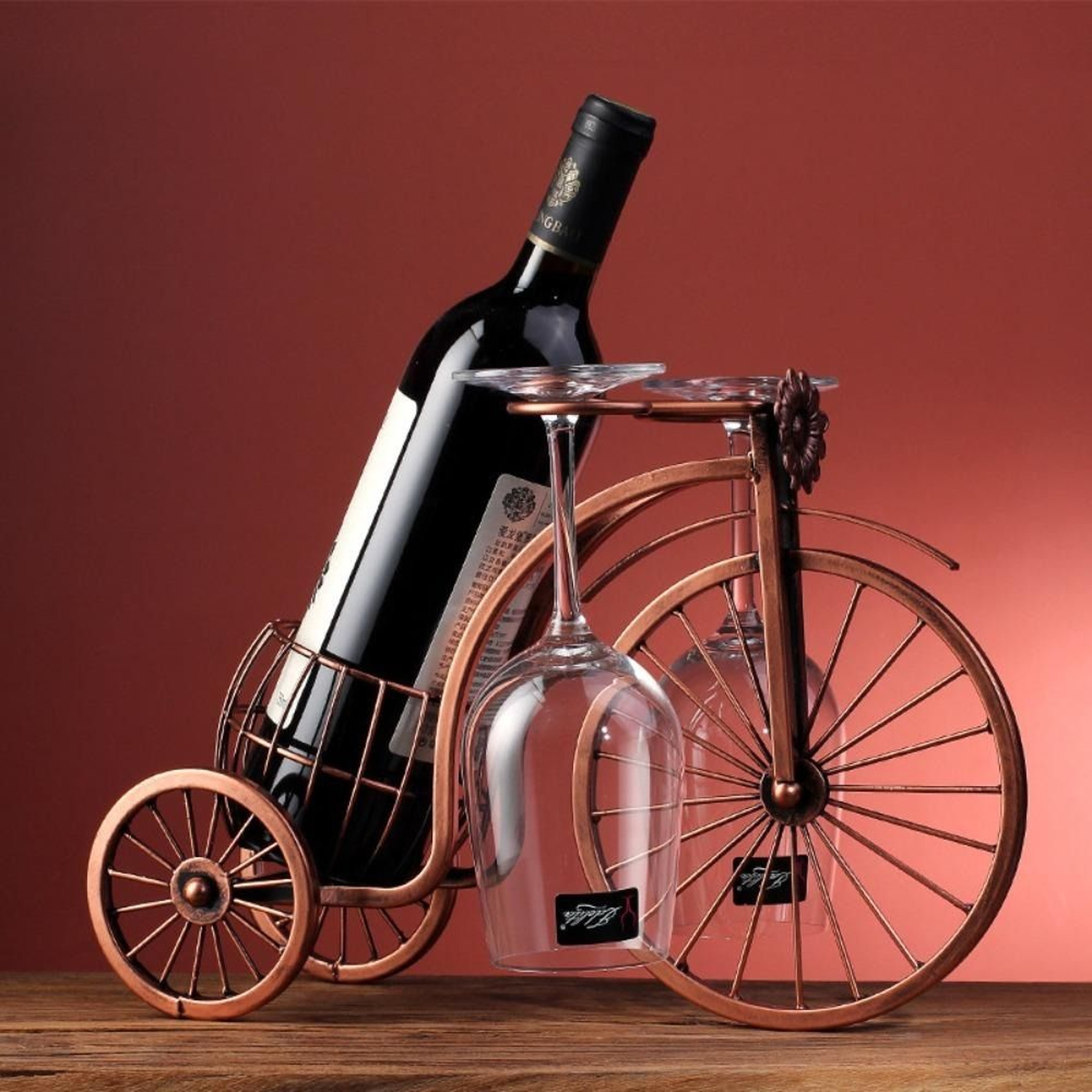 Vintage Wine Rack Metal Bottle and Glass Holder Creative Bar Home Decoration Display Stand – view 1