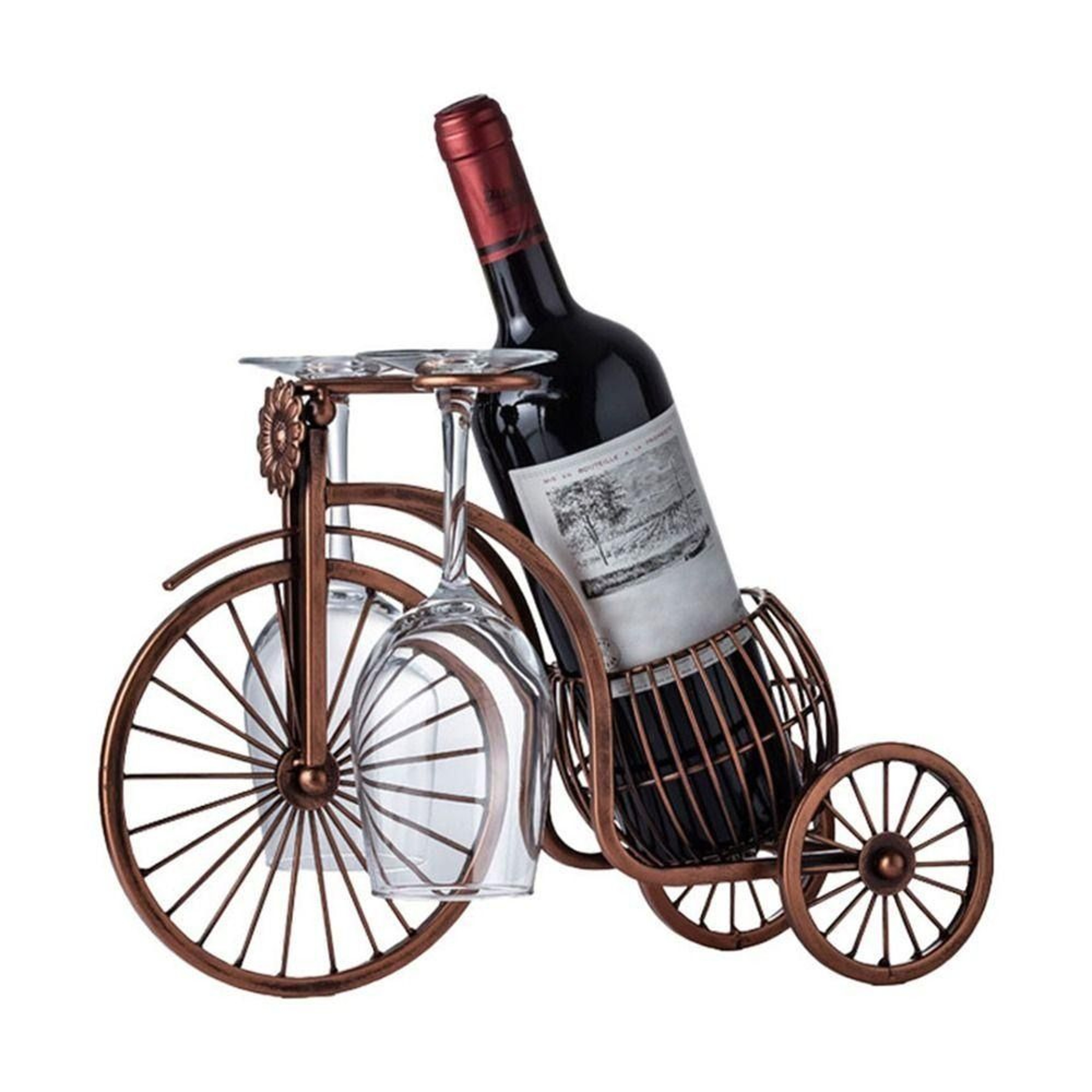 Vintage Wine Rack Metal Bottle and Glass Holder Creative Bar Home Decoration Display Stand – view 7