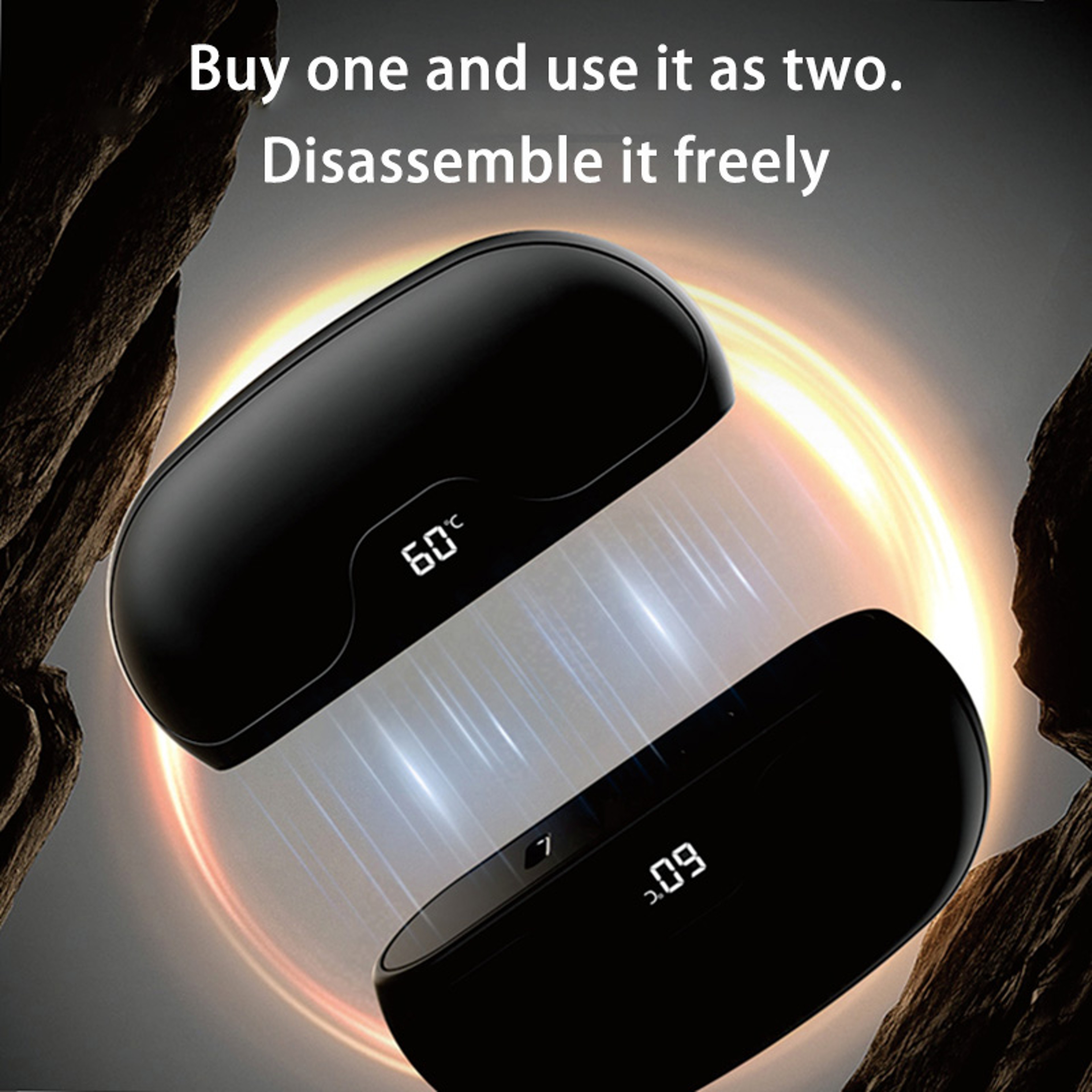 Electric Hand Warmer For Winter Magnetic Digital Display LongLasting Warmth Fast Heating 2