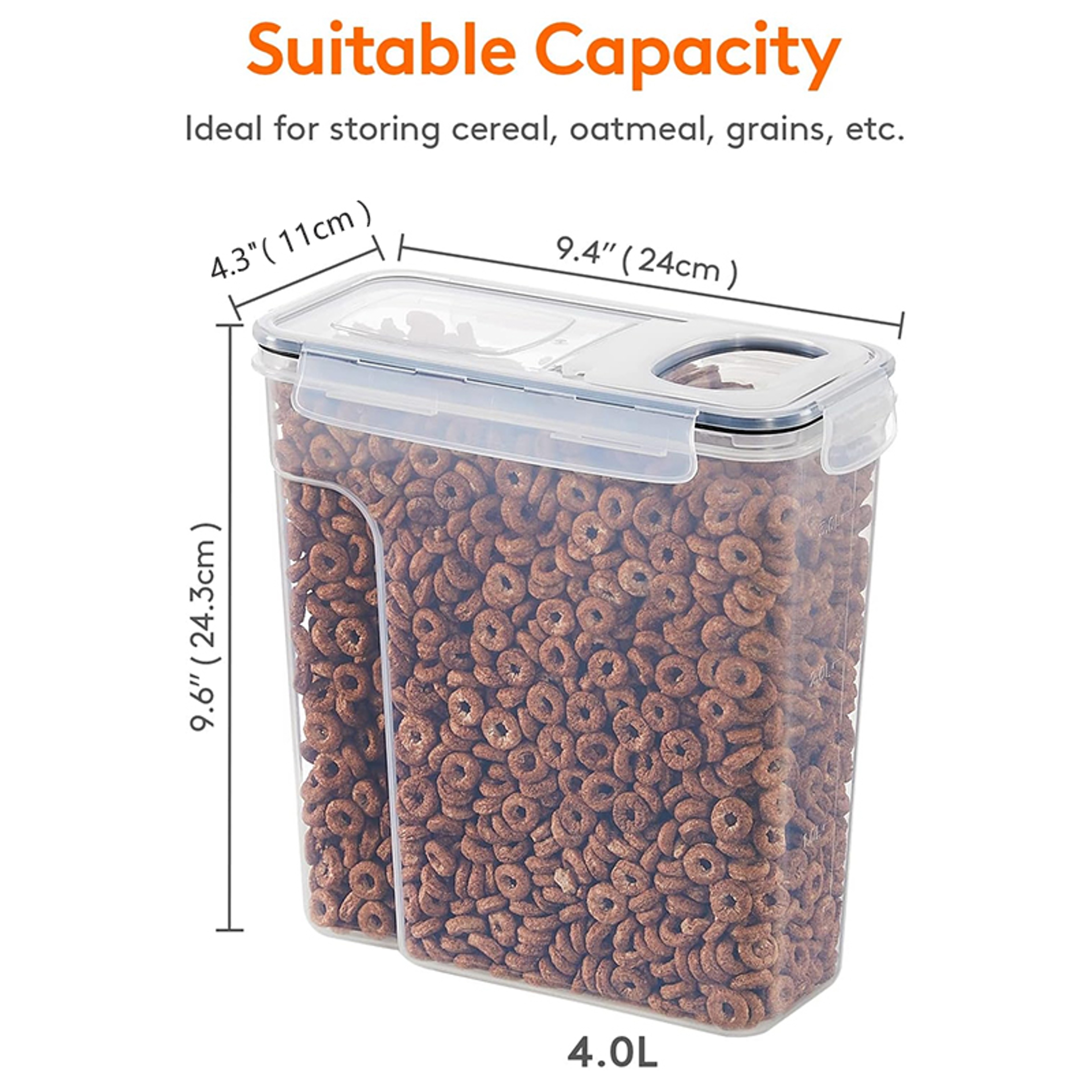 Airtight Cereal Storage Containers With Lids Moistureproof Food Tank Kitchen Organization Box With  5