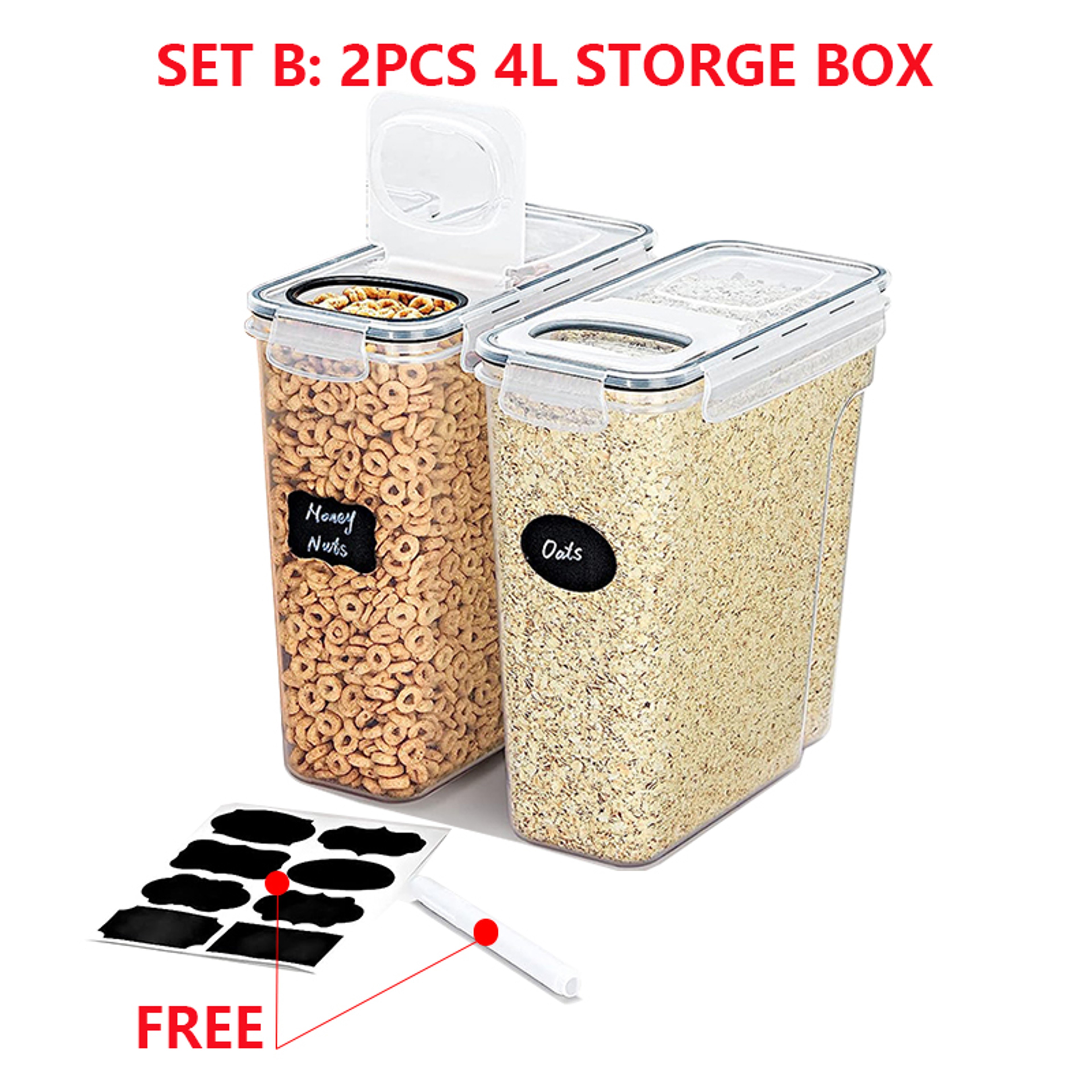 Airtight Cereal Storage Containers With Lids Moistureproof Food Tank Kitchen Organization Box With  7