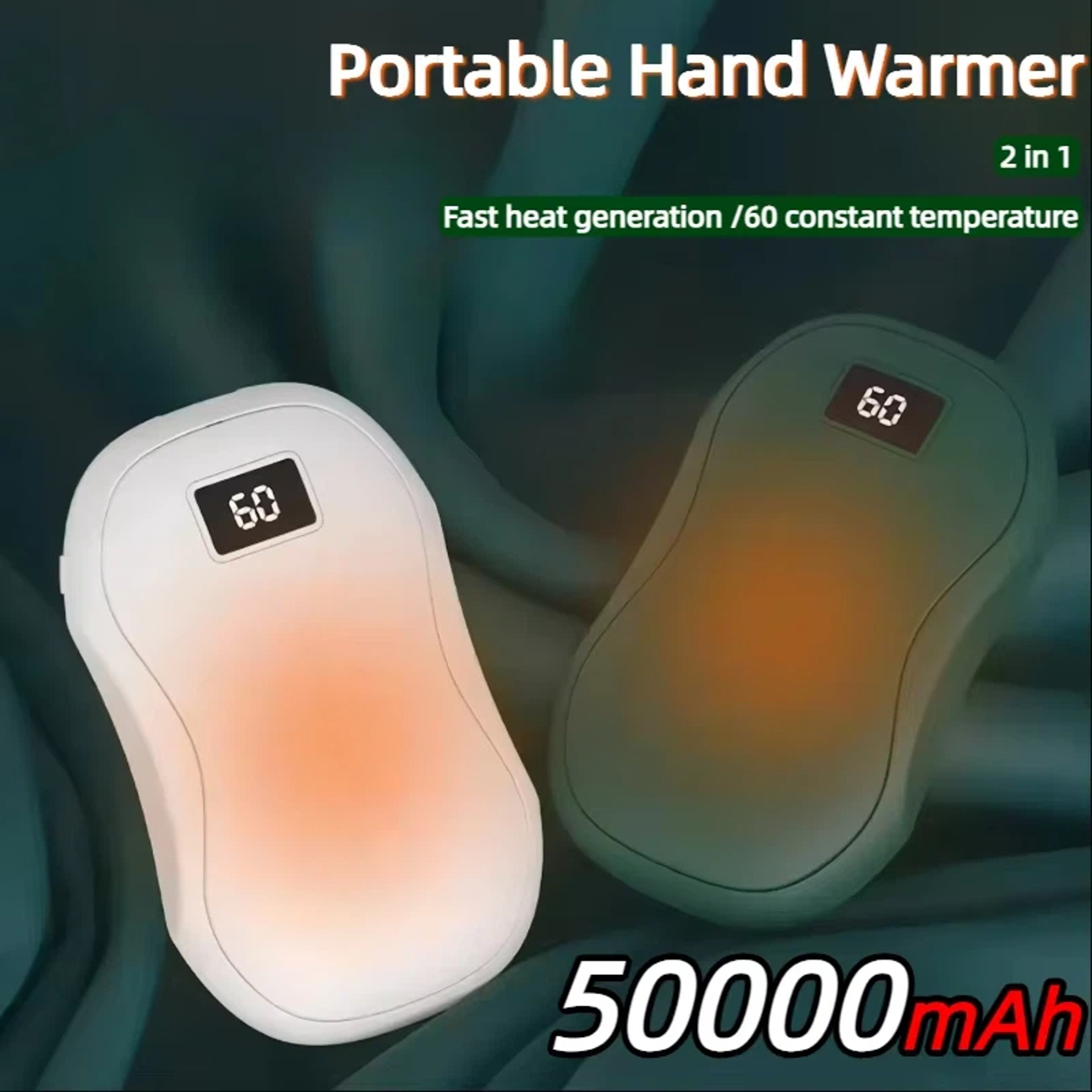 Fast Heating Portable Hand Warmer Digital Display Safe Double Sided Warmth For Winter 1