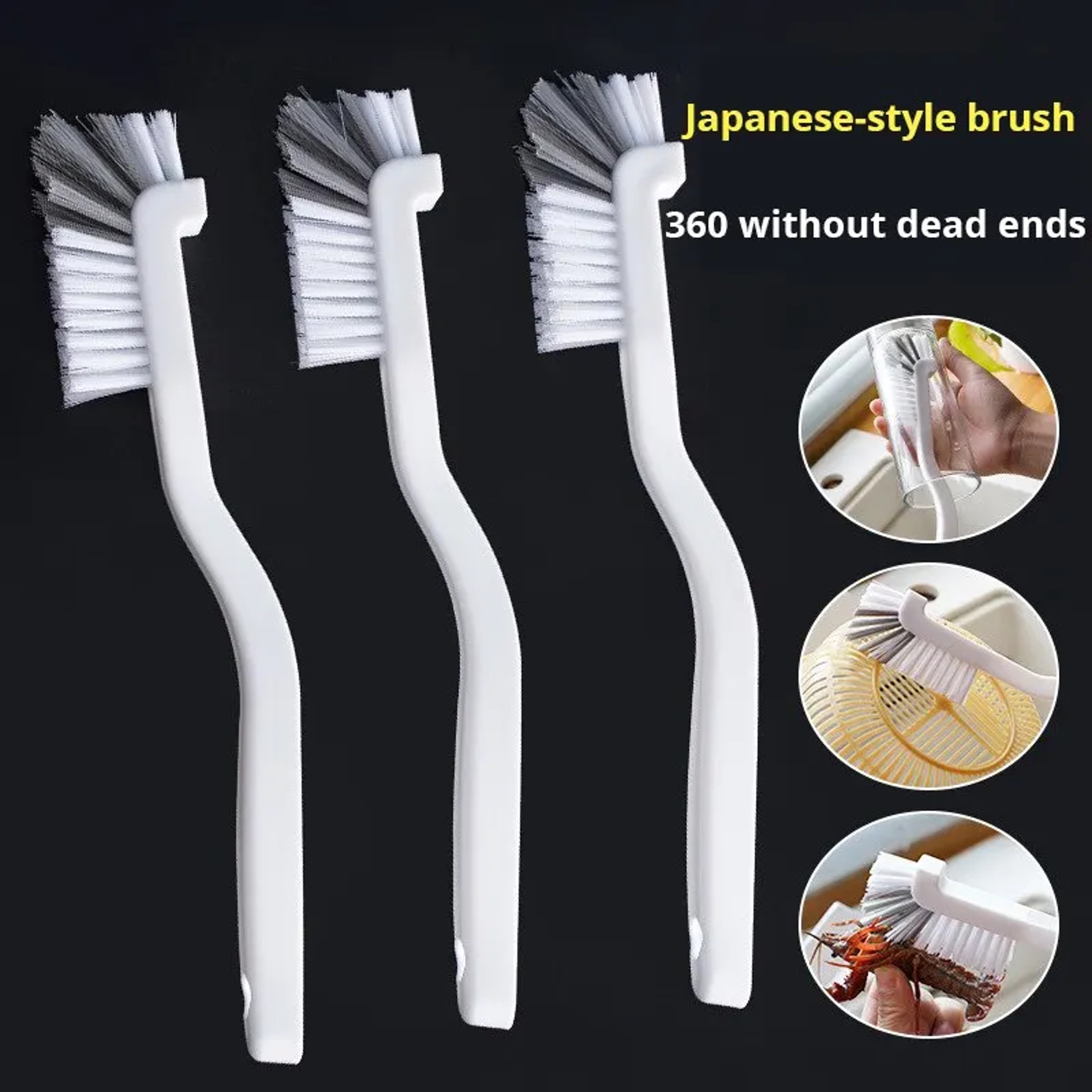 Long Handle Sink Brush With Elbow Design And Wall Hanging Tail Hole For Crevice Cleaning 1