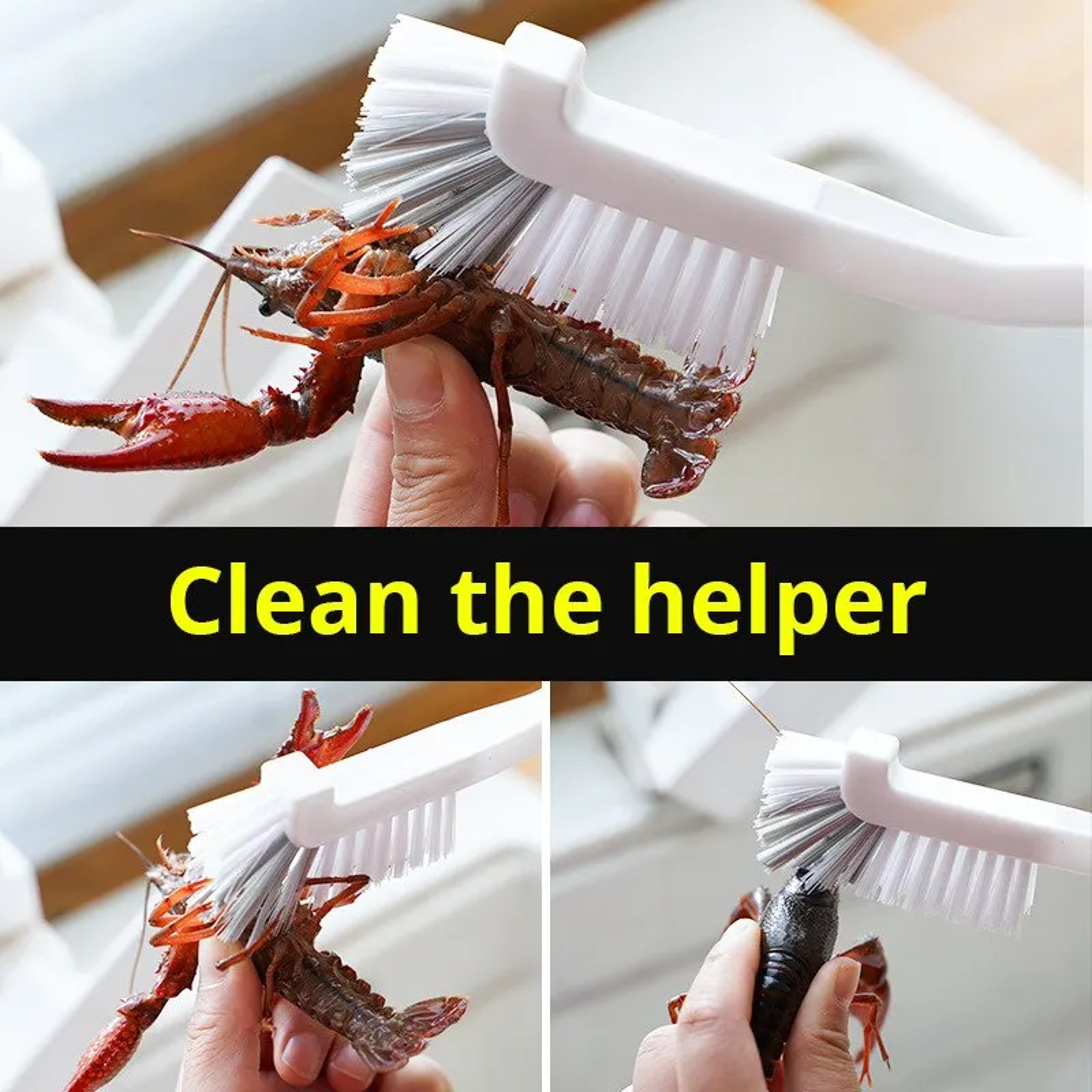 Long Handle Sink Brush With Elbow Design And Wall Hanging Tail Hole For Crevice Cleaning 3