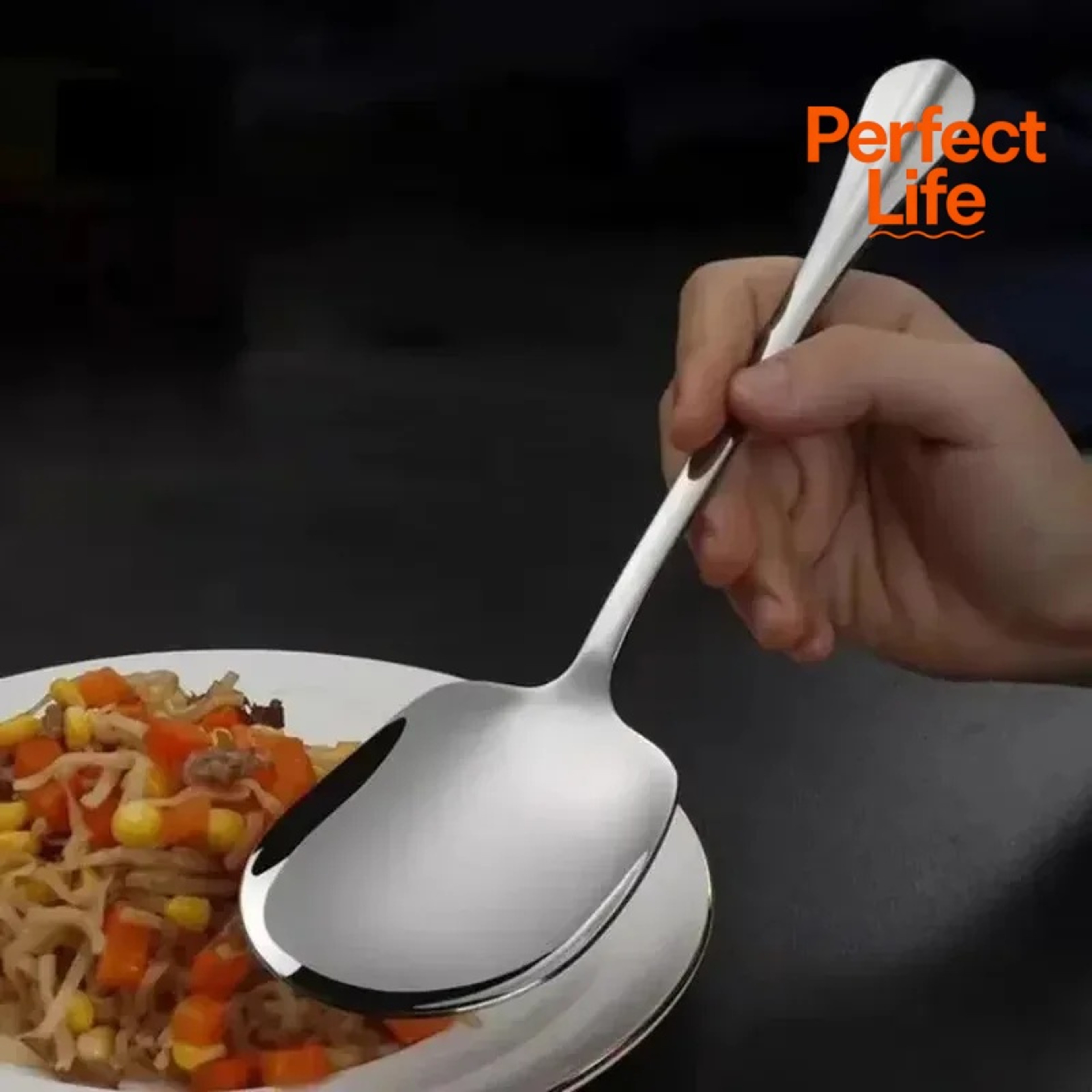 Stainless Steel Metal Serving Spoon Large Rice Spoon Ergonomic Salad Serving Utensils For Pasta Noo 1