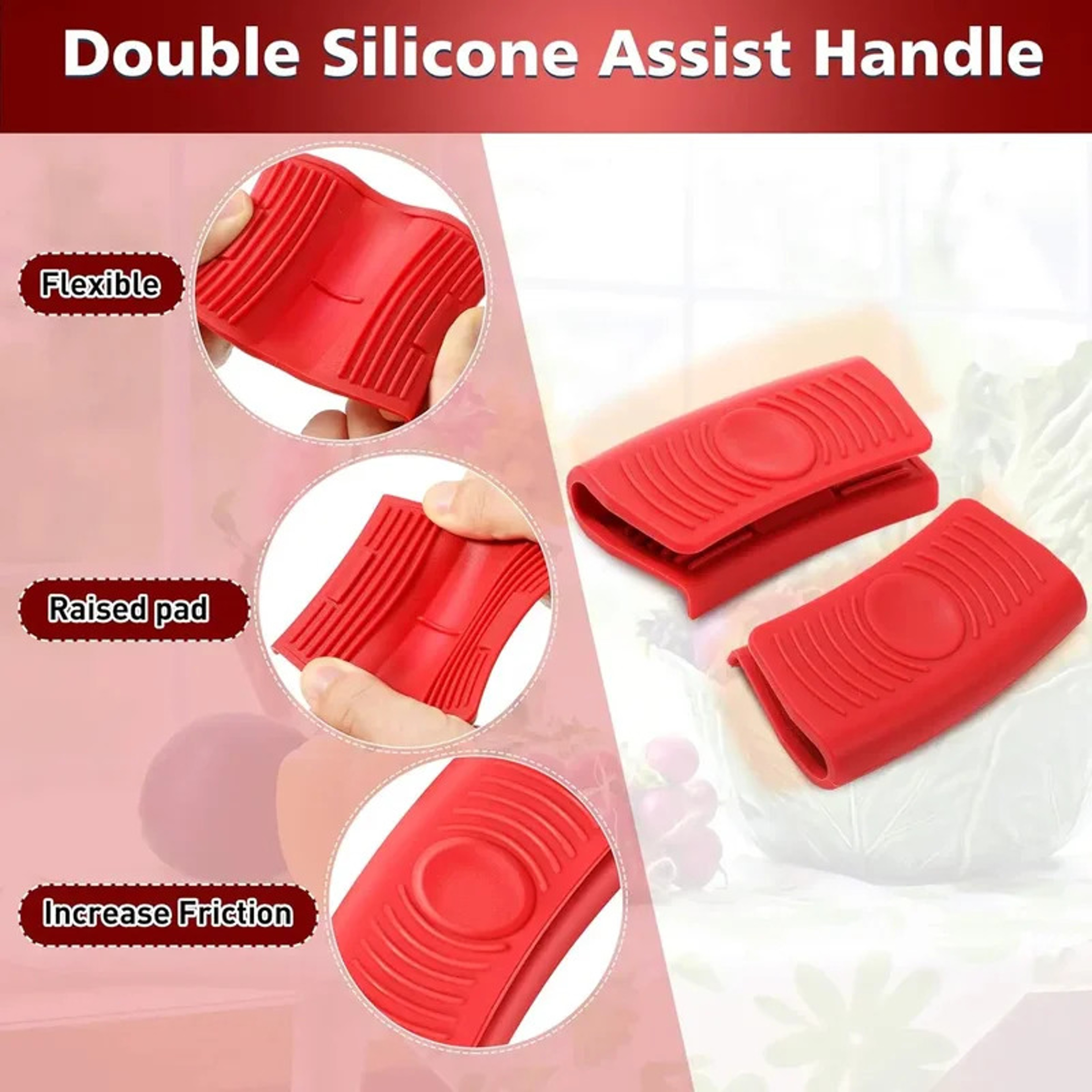 Heat Resistant Silicone Pot Handle Grip Cover AntiScald Pot Clip Holder For Cast Iron Frying Pan Sk 3