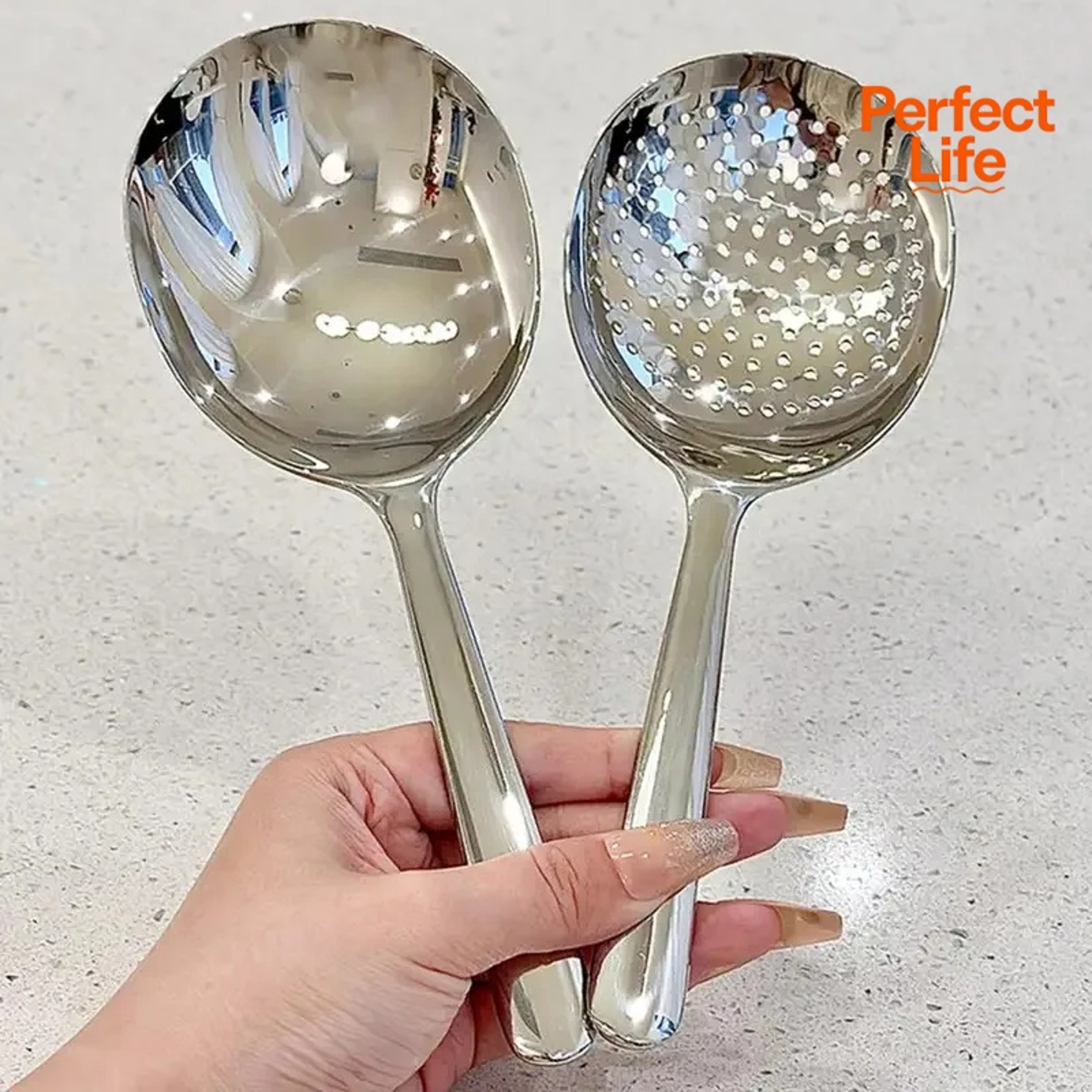 Heat Insulated Handle Stainless Steel Ladle Soup Rice Serving Spoon with Drain Hole Kitchen Utensils for Daily Use – view 4