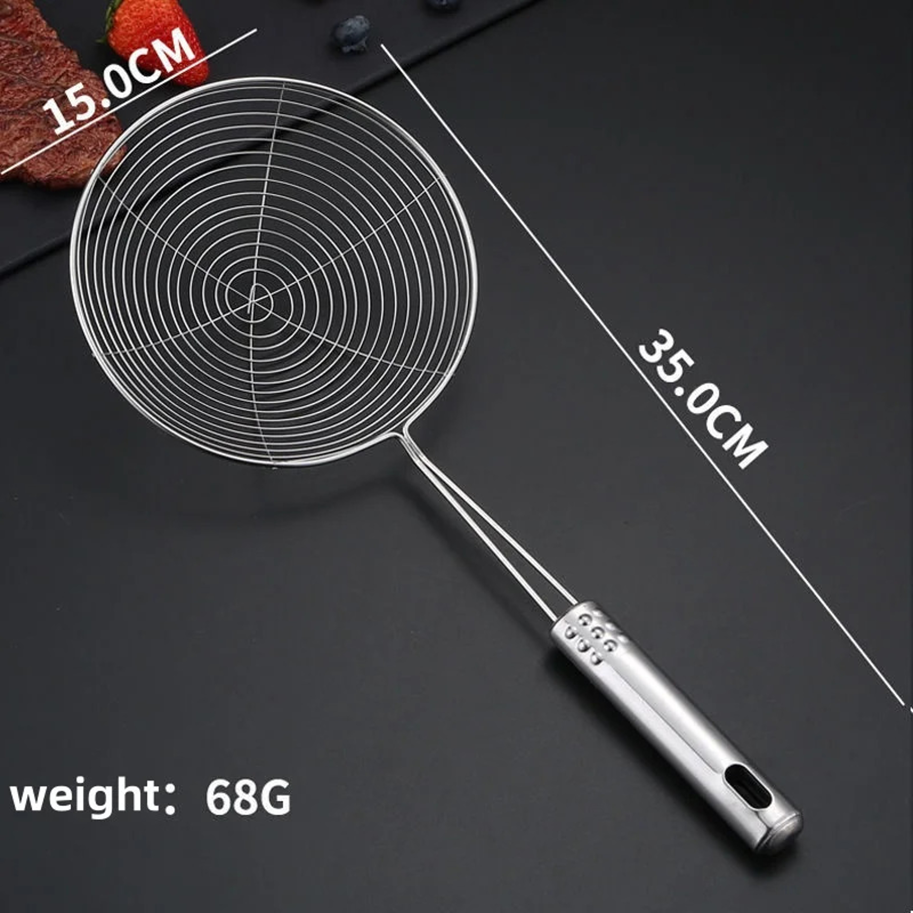 Stainless Steel Oval Skimmer Colander Filter Mesh Oil Pot Food Strainer Cooking Tool For Baking And 0