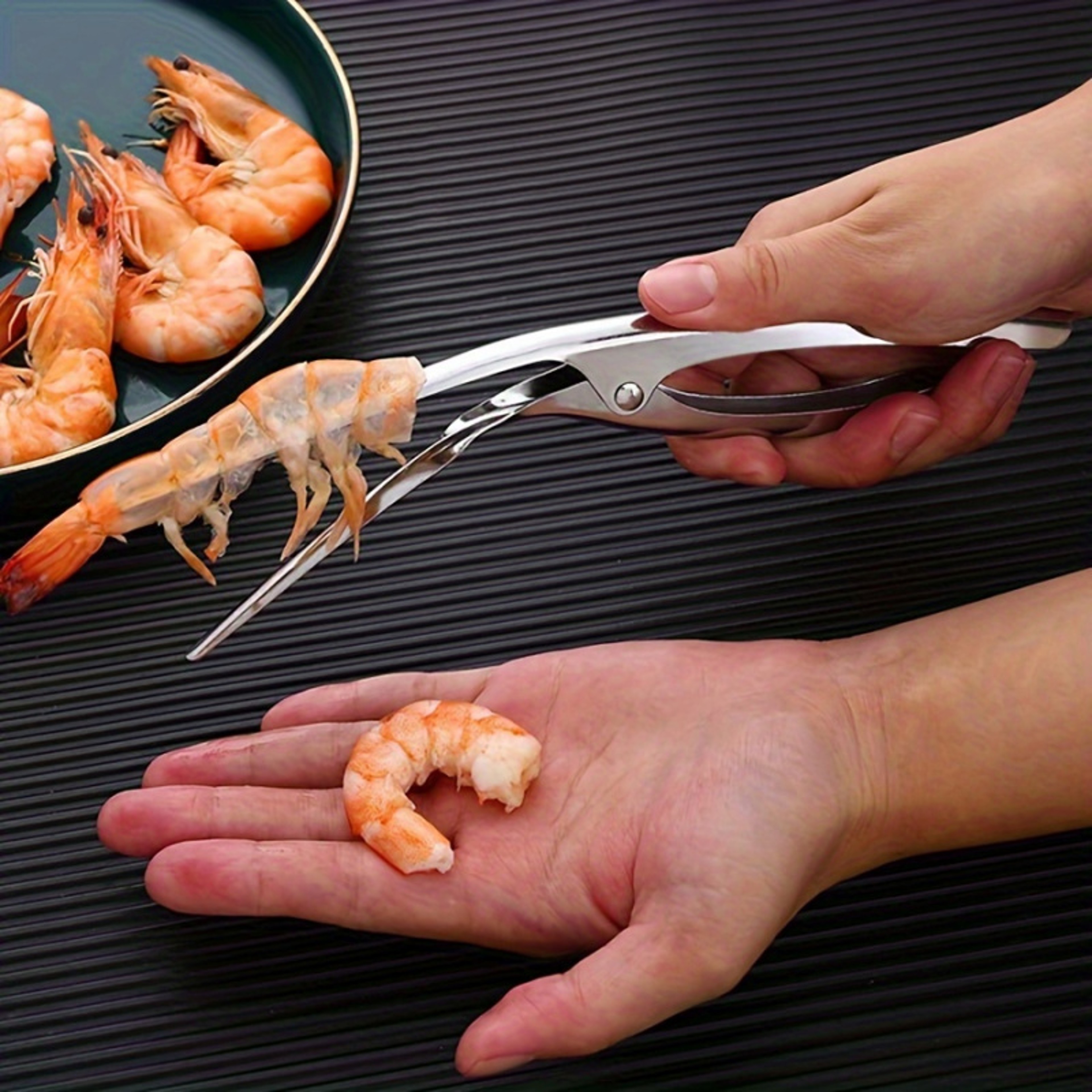 Ergonomic Fishbone Design Stainless Steel Shrimp Deveined Device, Easy Shell Removal Kitchen Tool – view 1