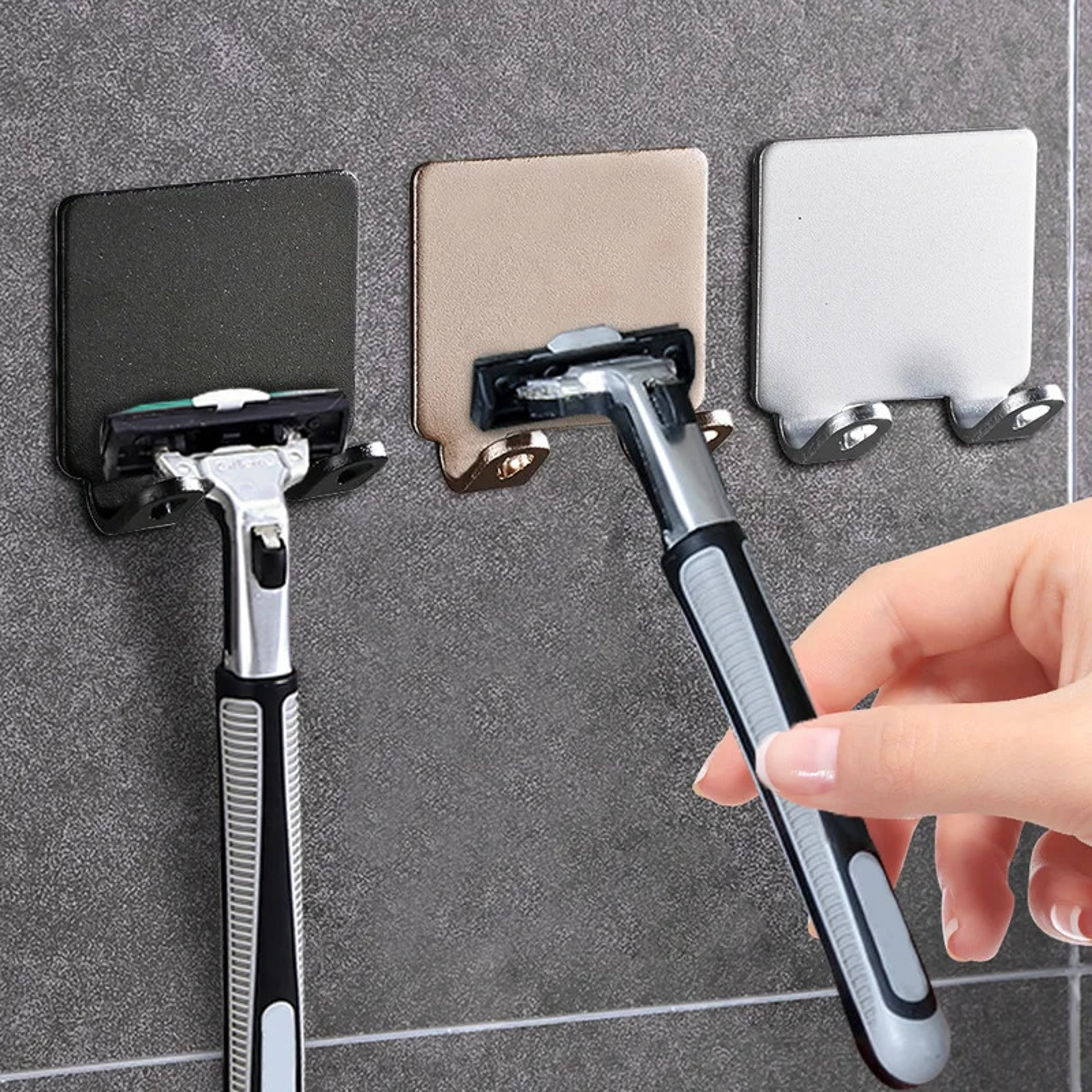 Punch-free Razor Holder, Storage Hook, Space Aluminum Bathroom Accessories – view 1