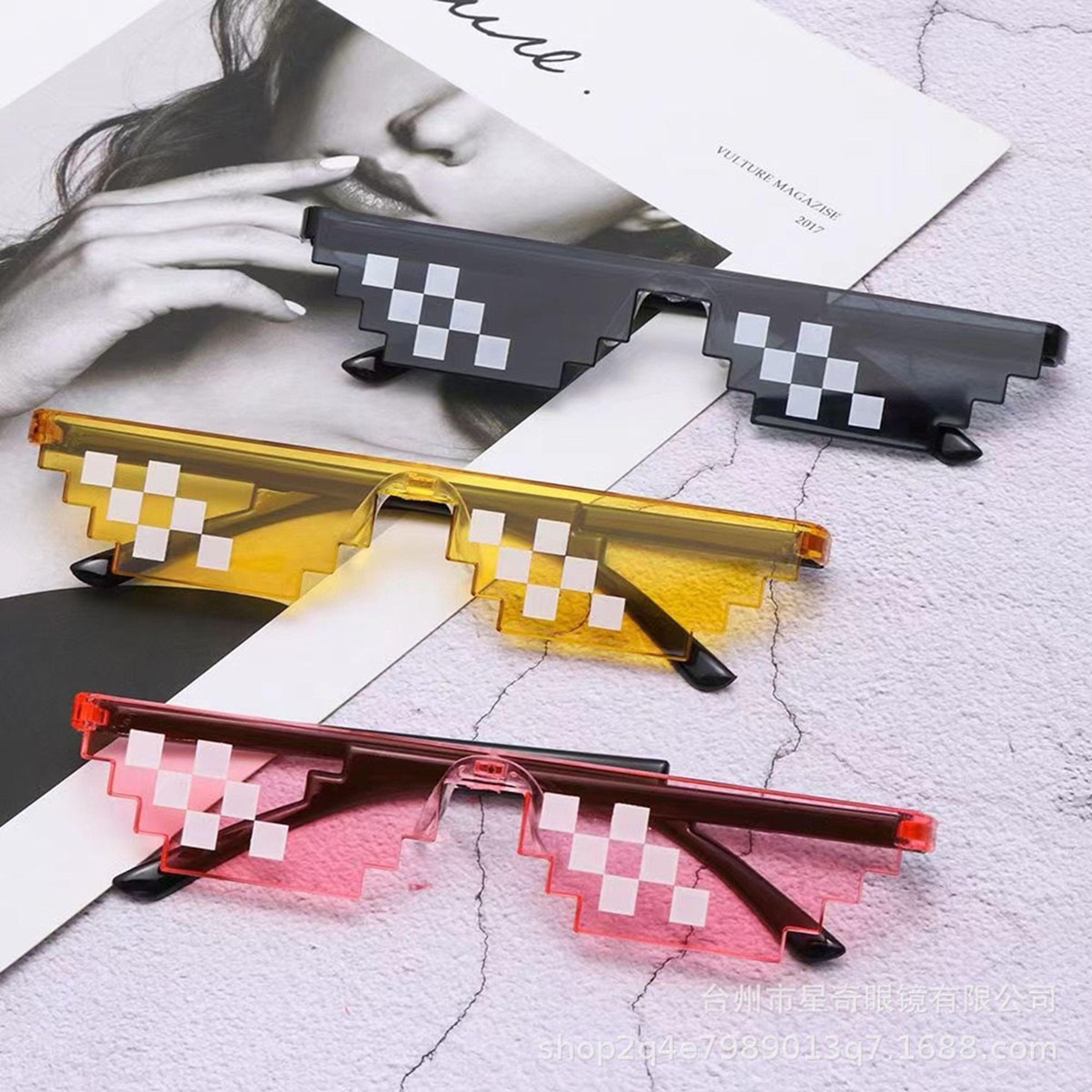 NEW Mosaic Sunglasses Pixel Glasses Thug Life Deal With It Cool Jokes Funny Toys – view 2