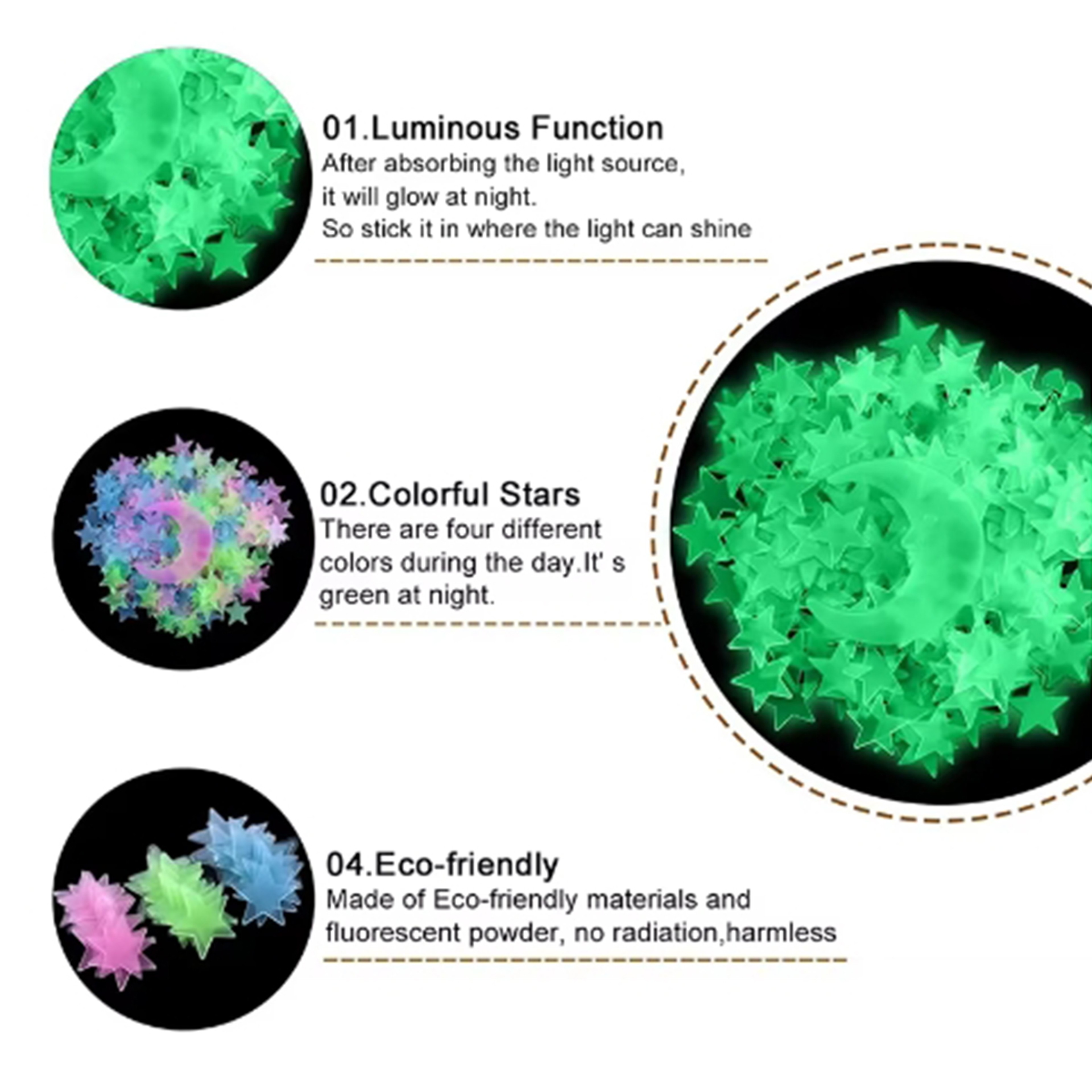 Fluorescent Stereo Wall Stickers Luminous Star Glow Stickers For Bedroom Wall Decoration 4