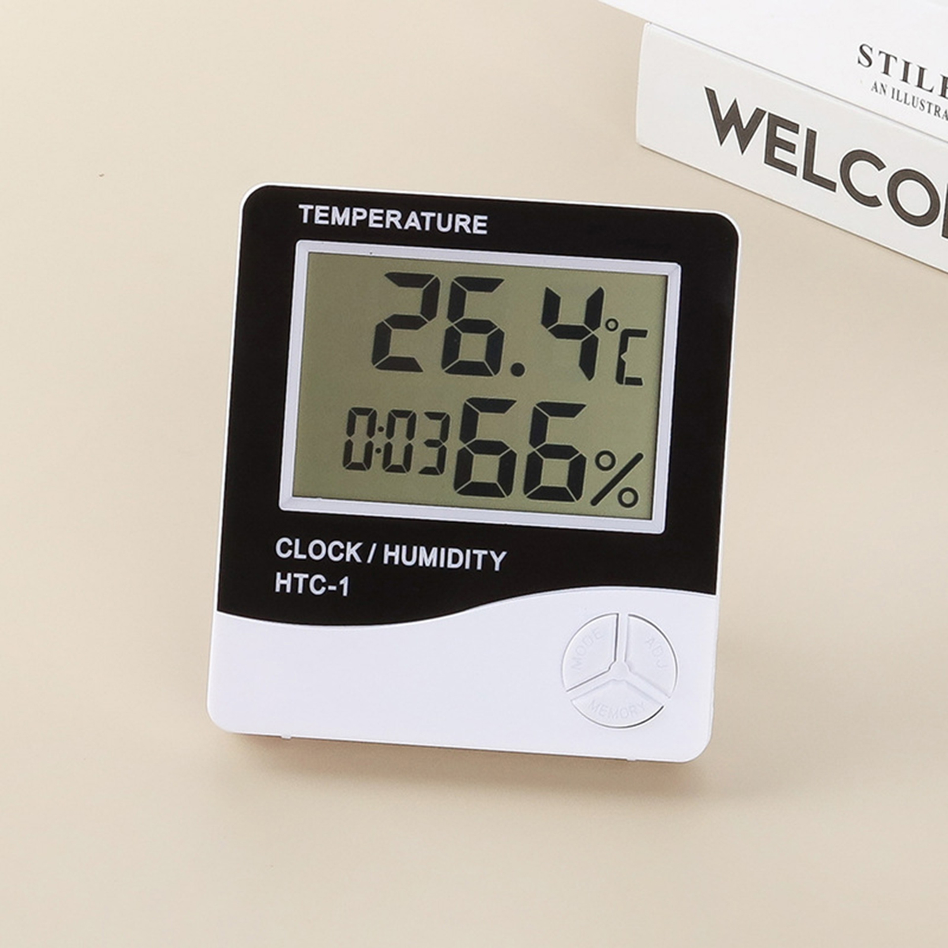Electronic LCD Temperature Humidity Meter, Weather Station Clock with Hygrometer, Indoor Outdoor Thermometer – view 4