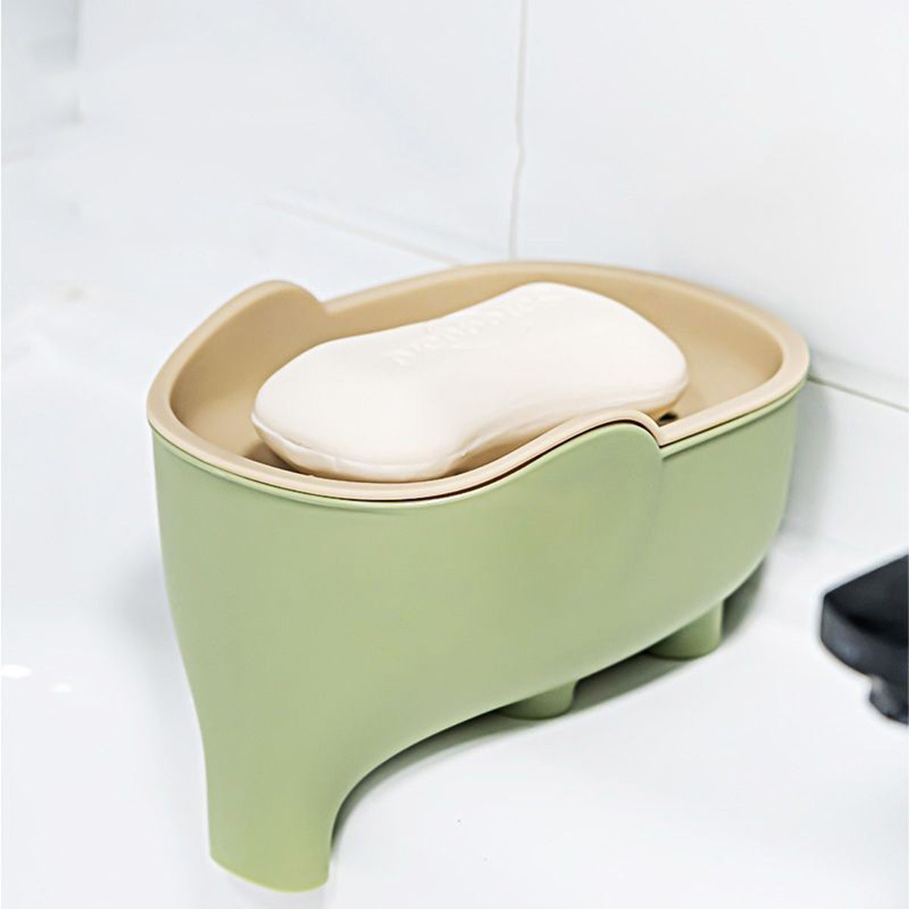 Creative Double Layer Soap Box Elephant Bathroom Accessories for Children Students Waterproof Drain Rack – view 5