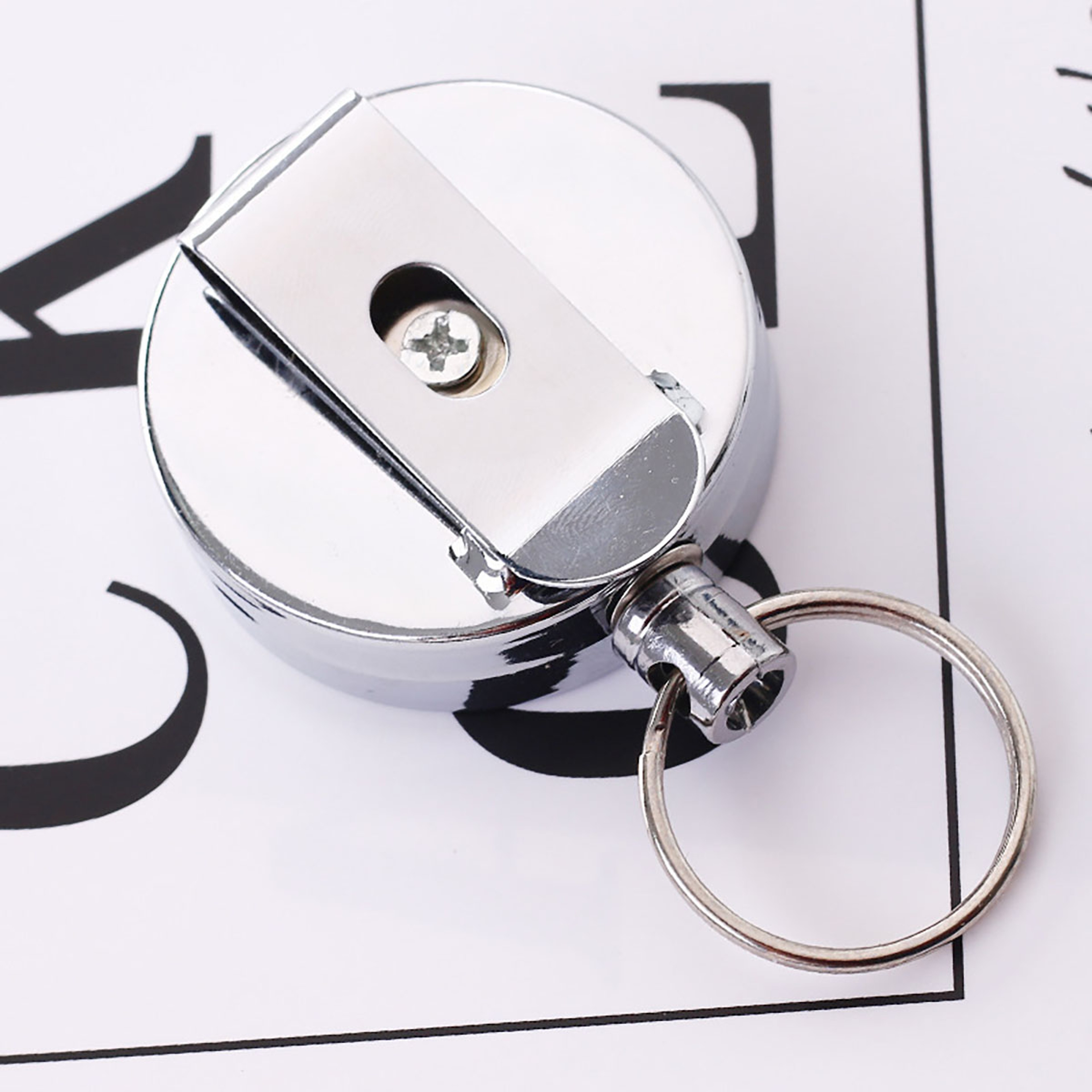 Retractable Badge Reel With Belt Clip Key Ring And Metal Design 2