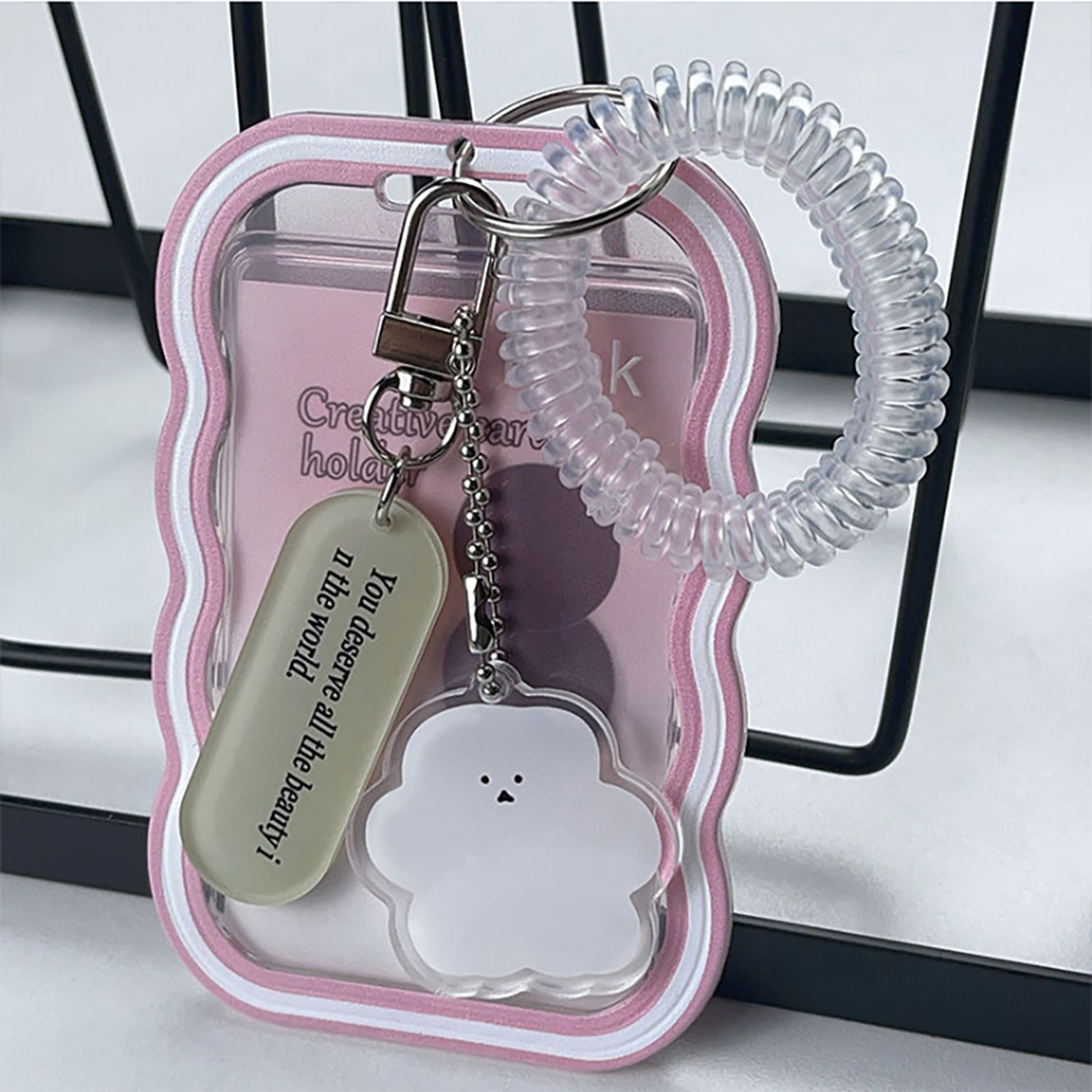 Creative Design Photocard Holder Transparent Card Holder Keychain Photo Sleeves Bus Card Case 1
