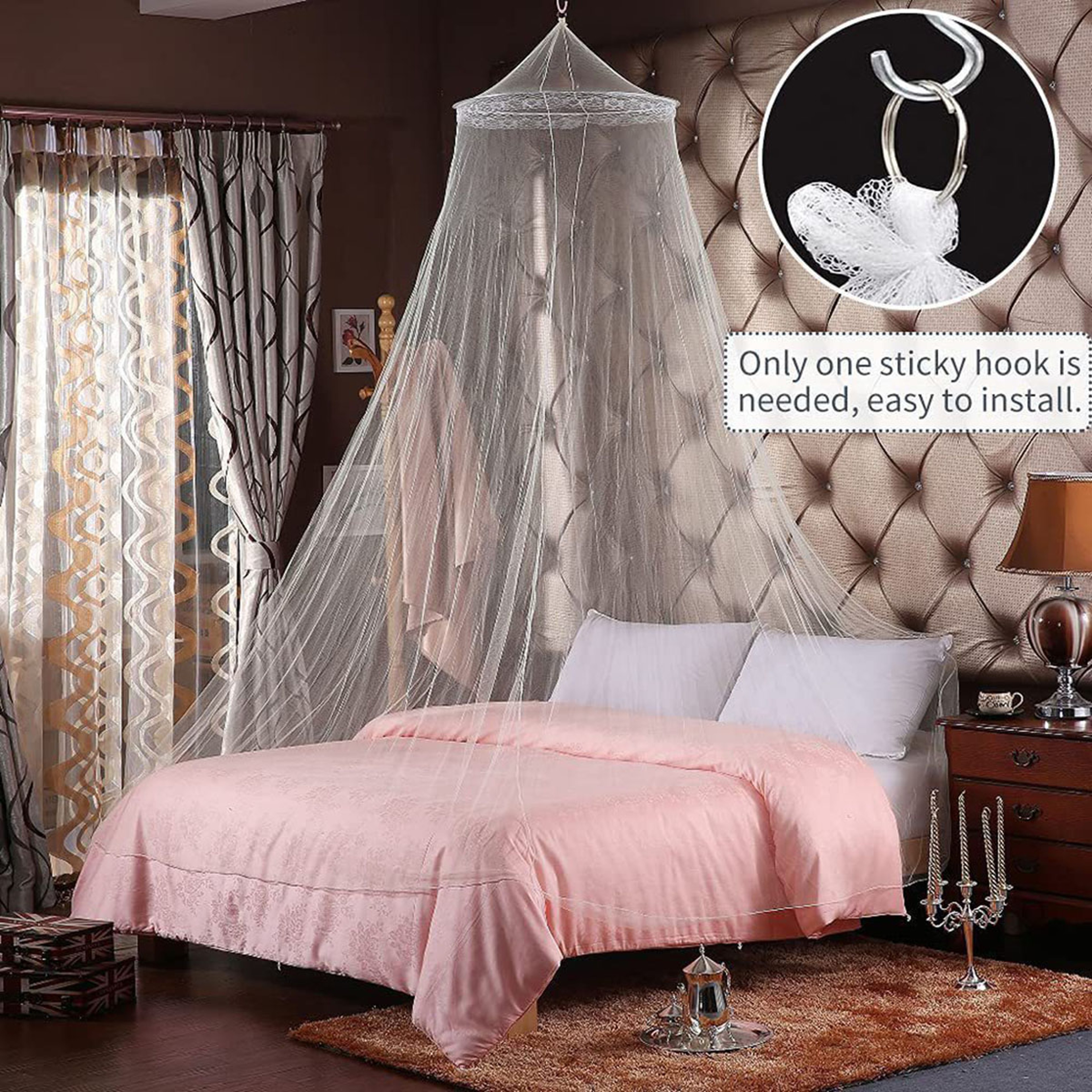 Polyester Mesh Summer Hanging Dome Mosquito Net For Double Bed Bedroom 1