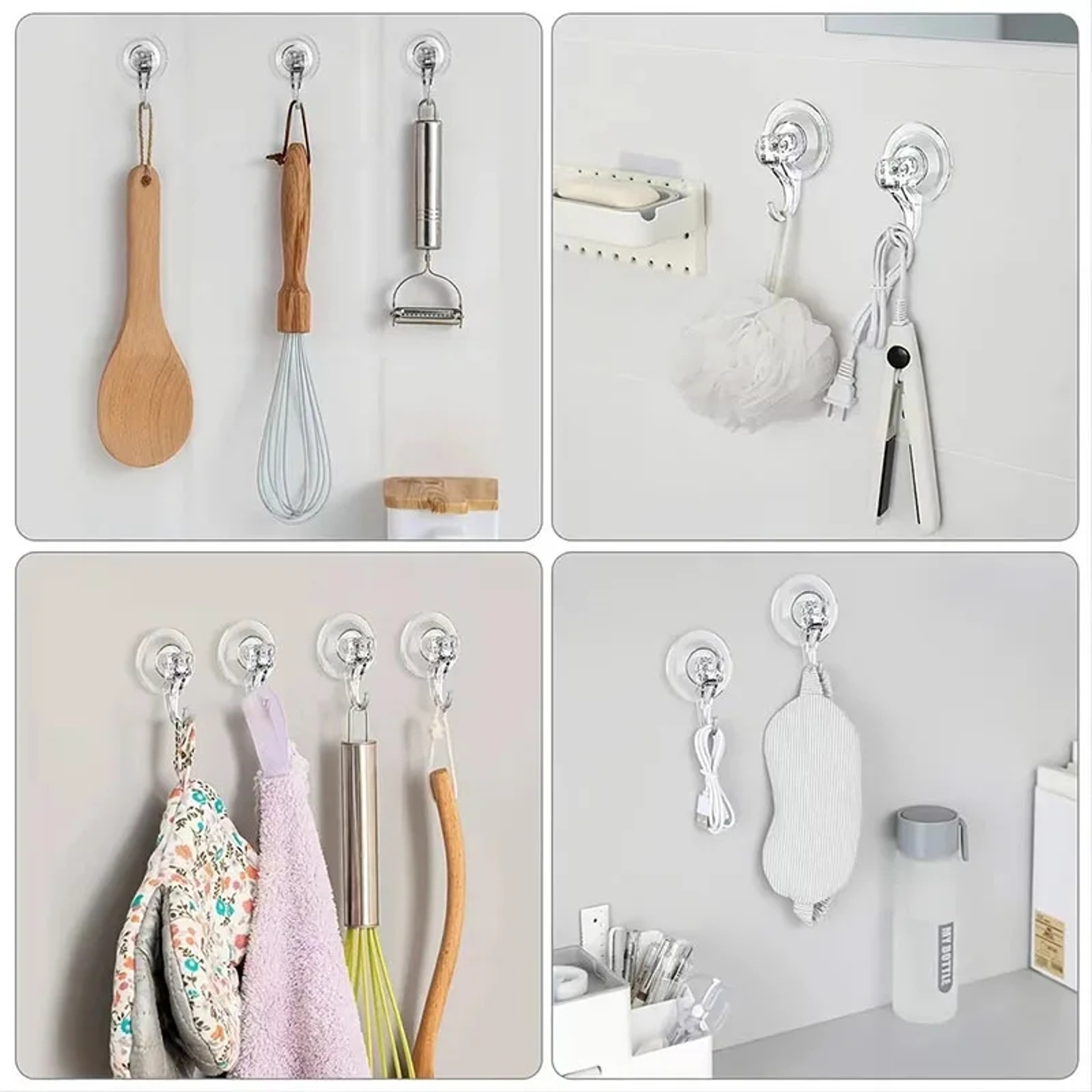 Heavy Duty Clear Suction Cup Hooks Reusable Vacuum Hooks For Towel Kitchen Bathroom Glass 3