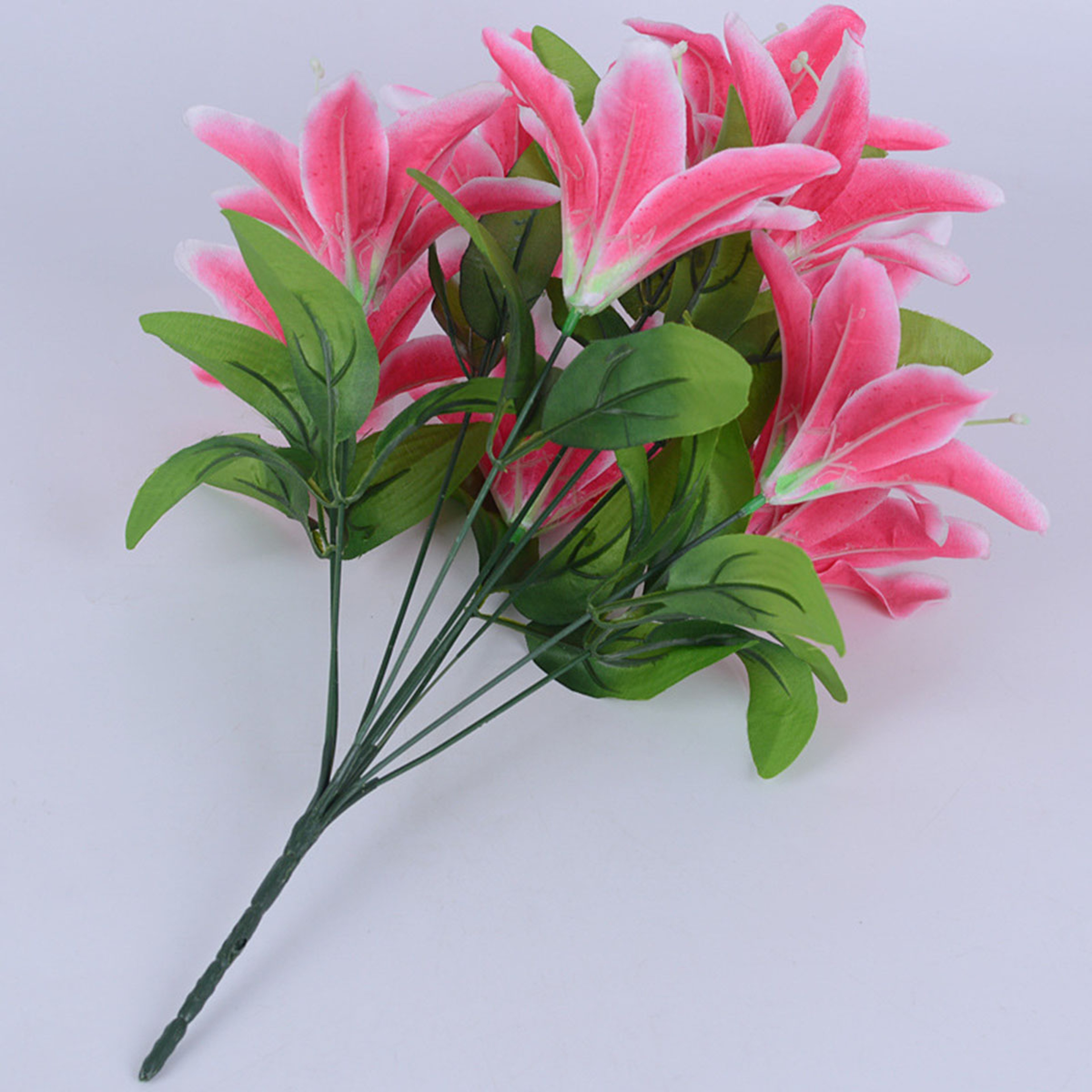 Multicolor Artificial Lily Flowers Bridal Bouquet Heads Wedding Home Party Decoration Fake Floral Arrangement – view 2