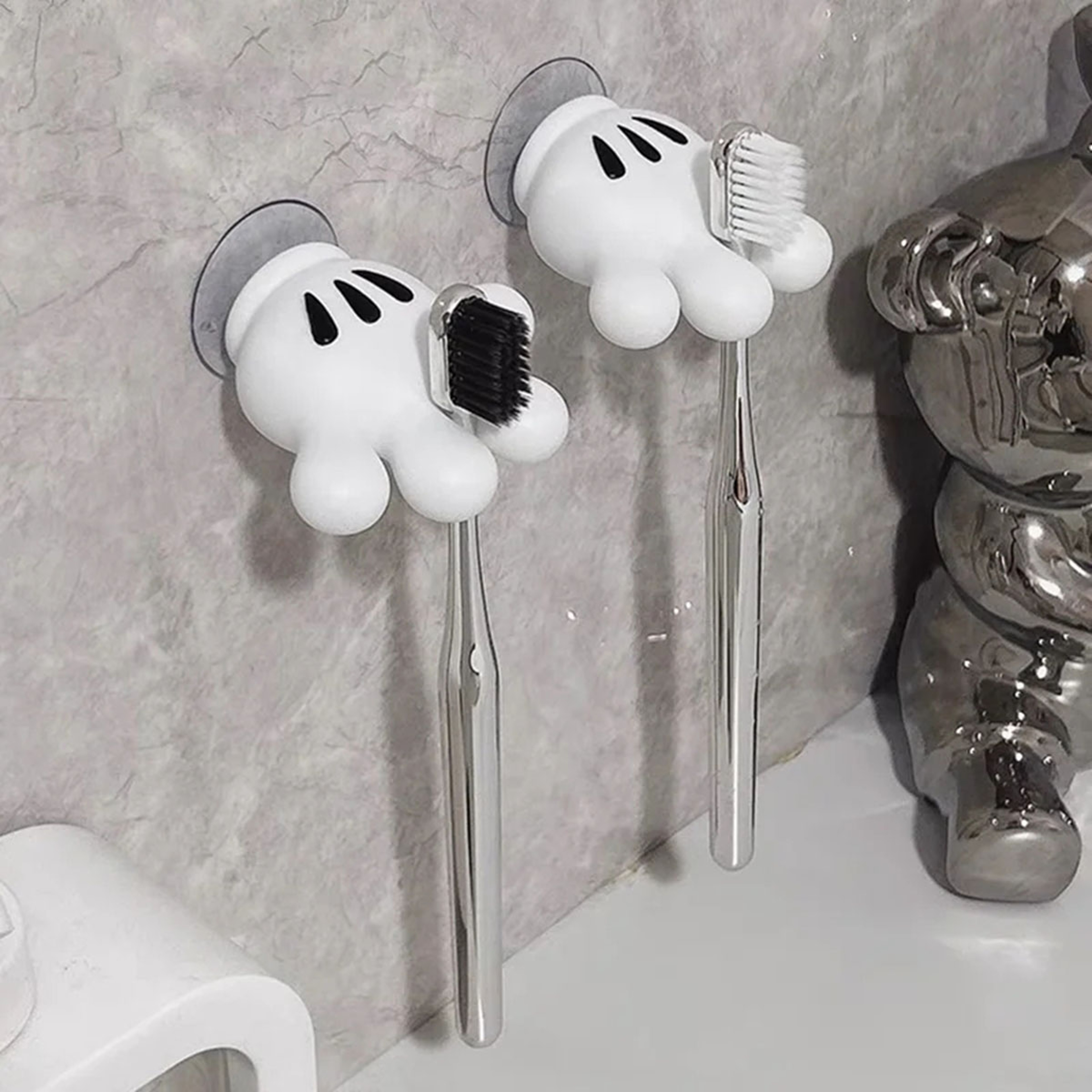 Cute Bathroom Towel Suction Cup with Mickey Palm Toothbrush Holder, Multi-function Hook, Traceless Hook, Data Cable Wind – view 2