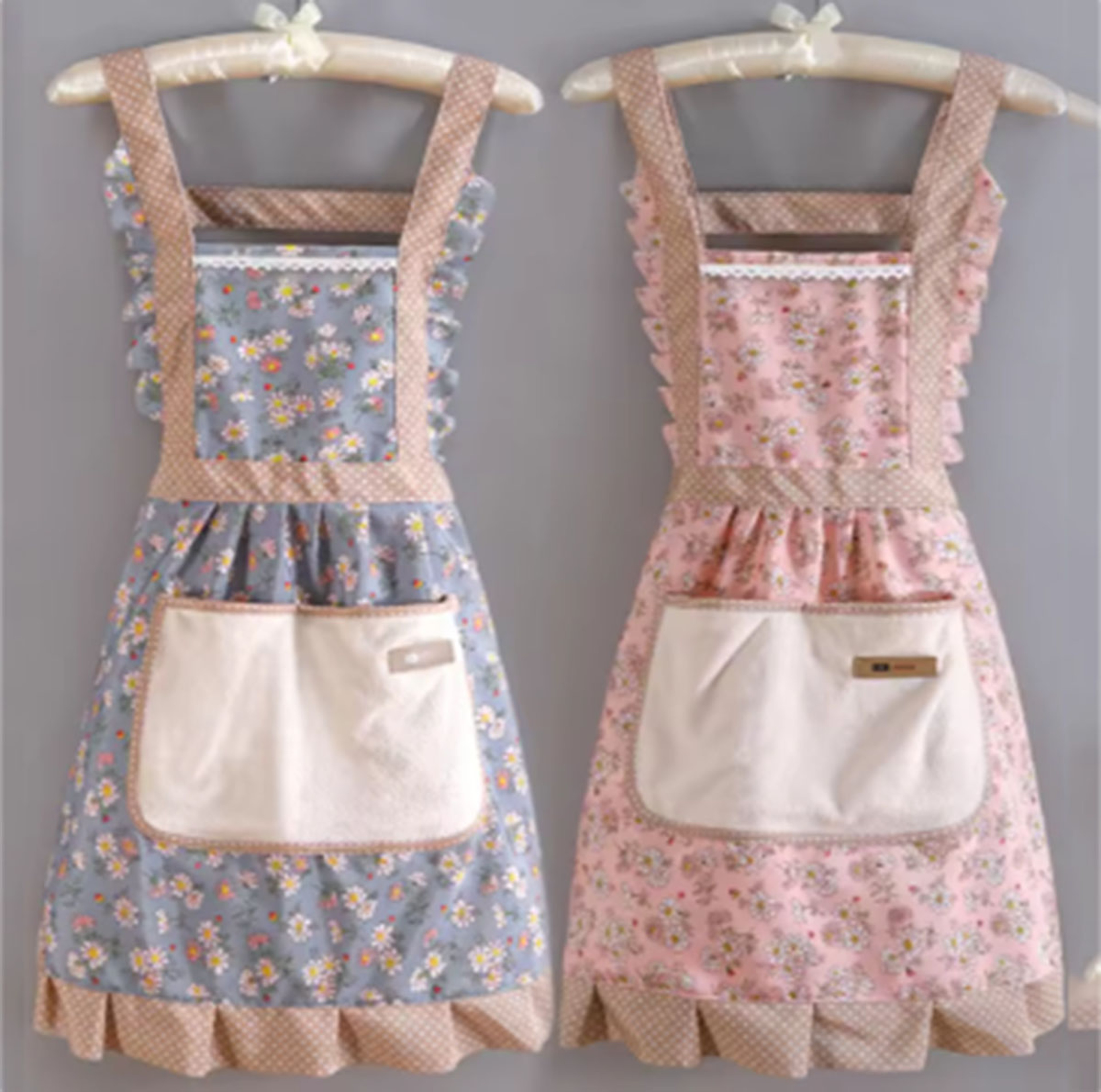 Lovely Canvas Apron For Women Kitchen Cooking Household Wear Antifouling And Breathable Cleaning Su 0