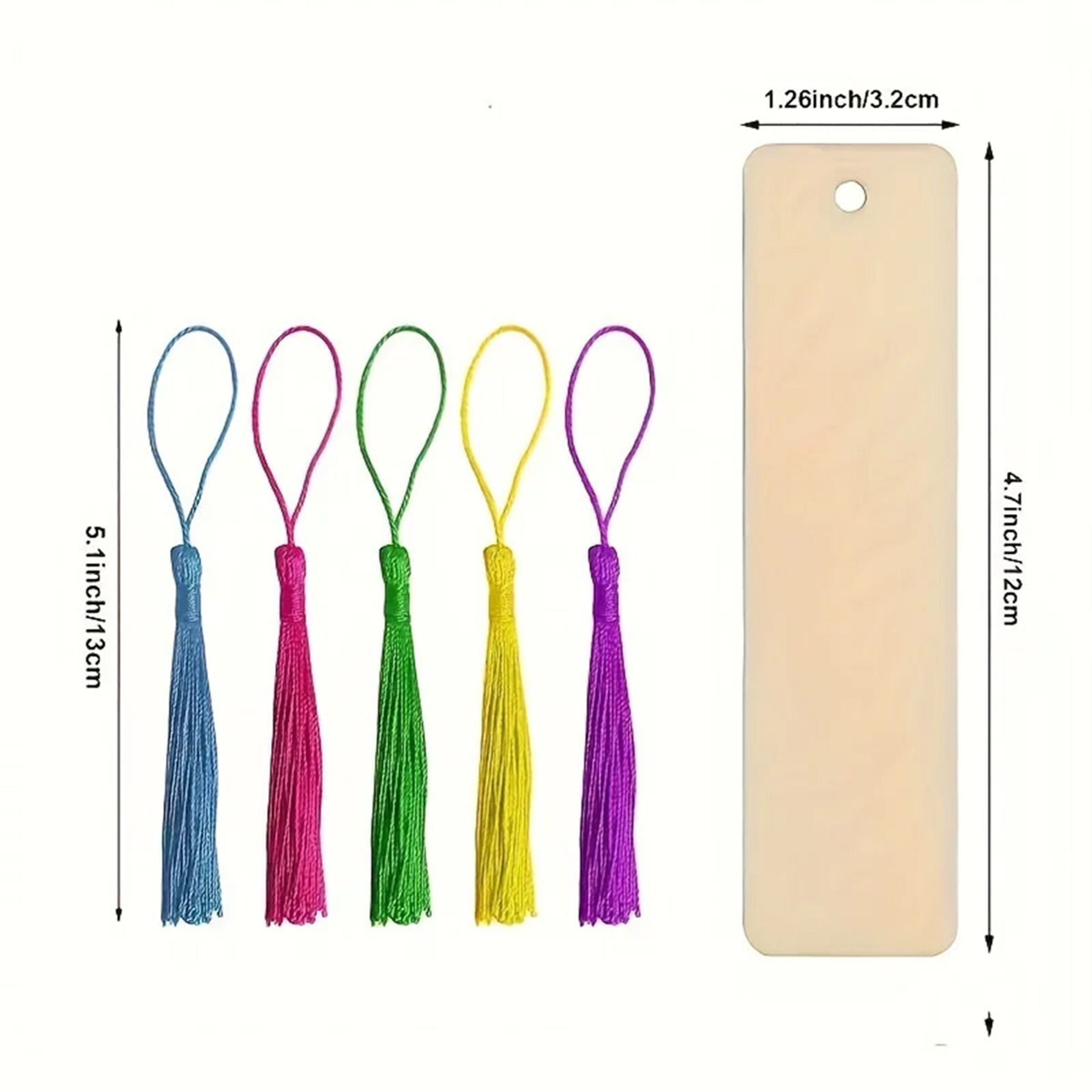 Wooden DIY Craft Bookmarks Lasercut Wooden Pendants Tassel Color Random Square Tags For Custom Proj 4