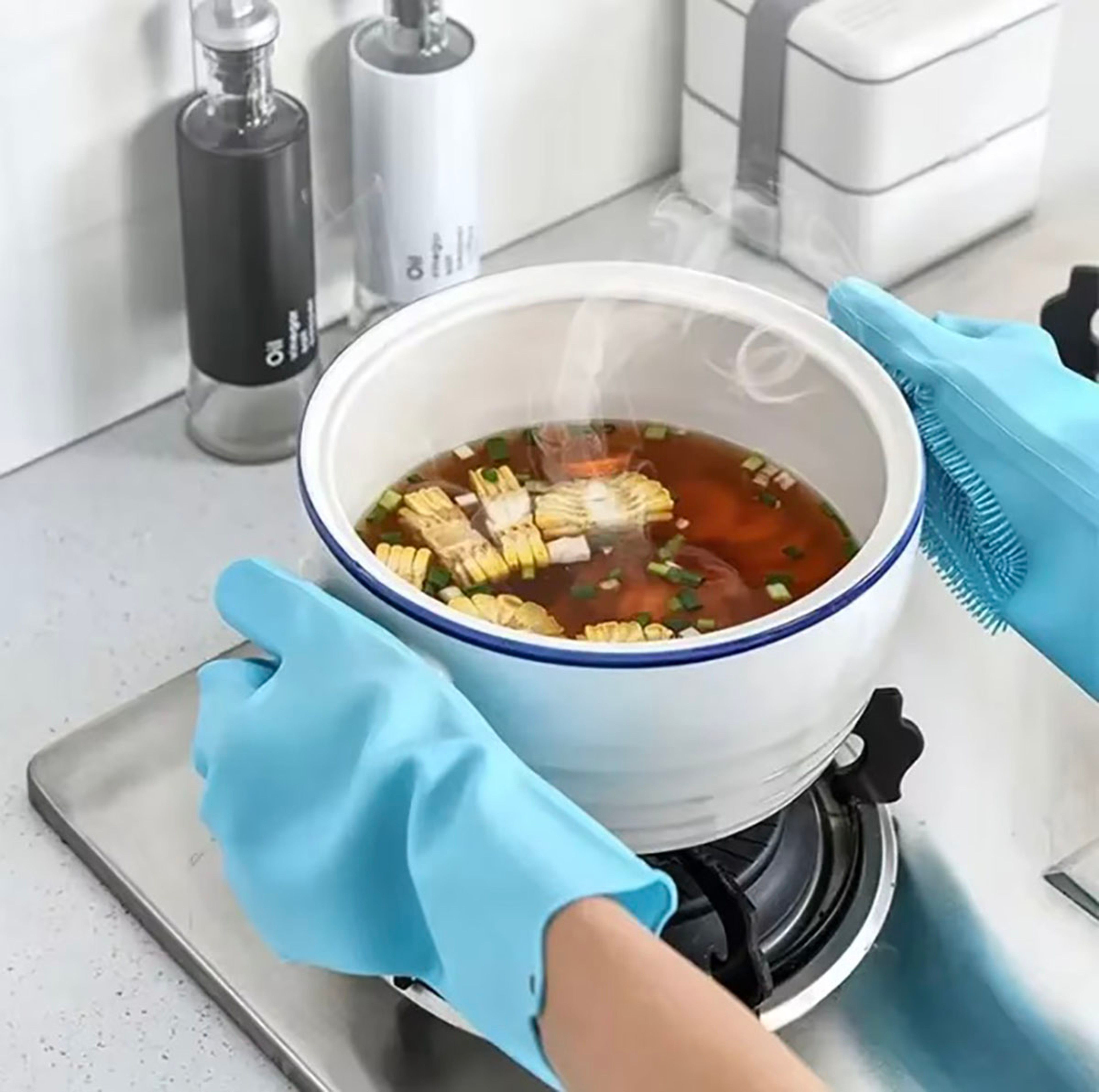 Magic Silicone Rubber Dishwashing Gloves Household Sponge Scrubber Kitchen Cleaning Tools Dish Wash 3