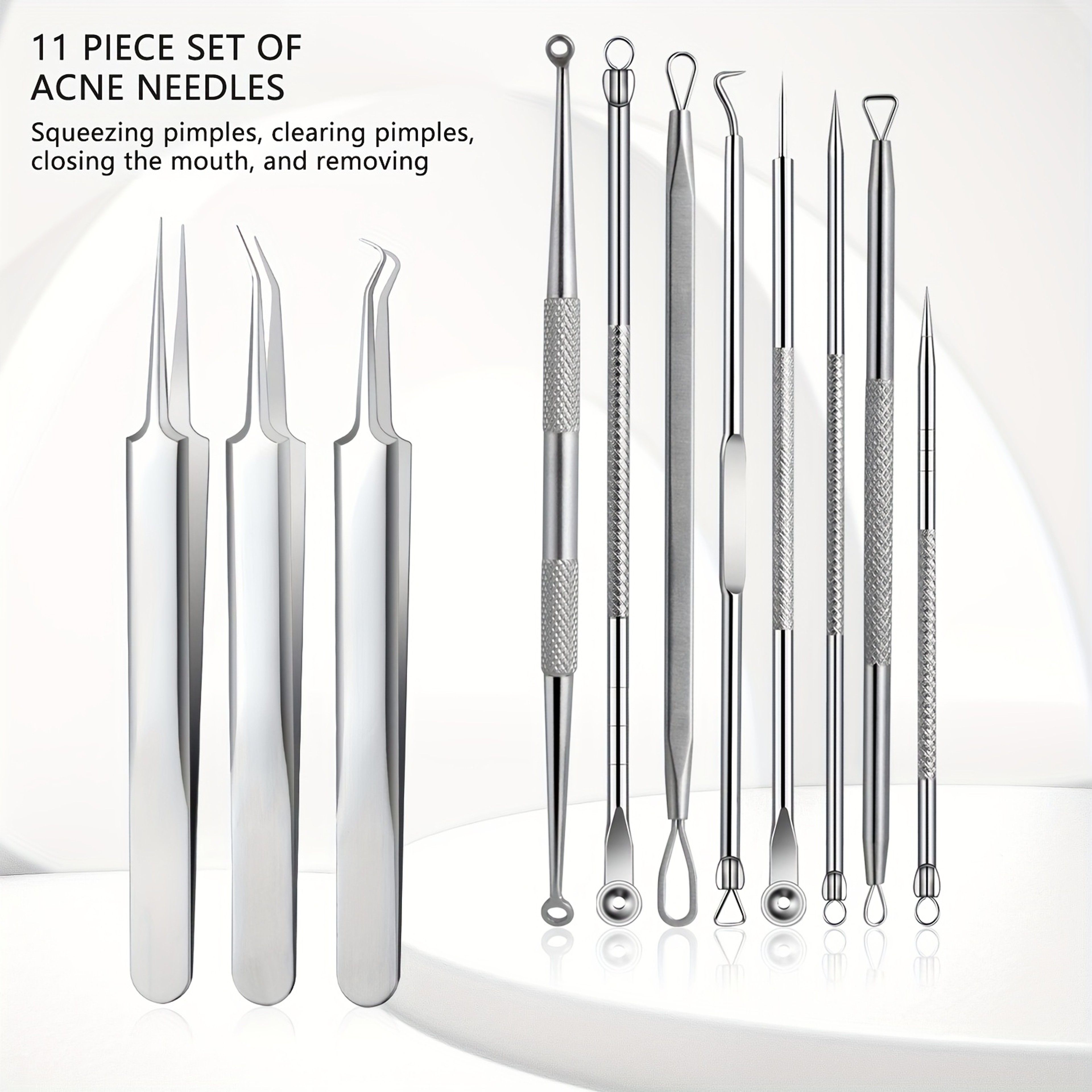 Stainless Steel Blackhead Kit Pimple Popper Extraction Tools Professional Set For All Skin Types 4