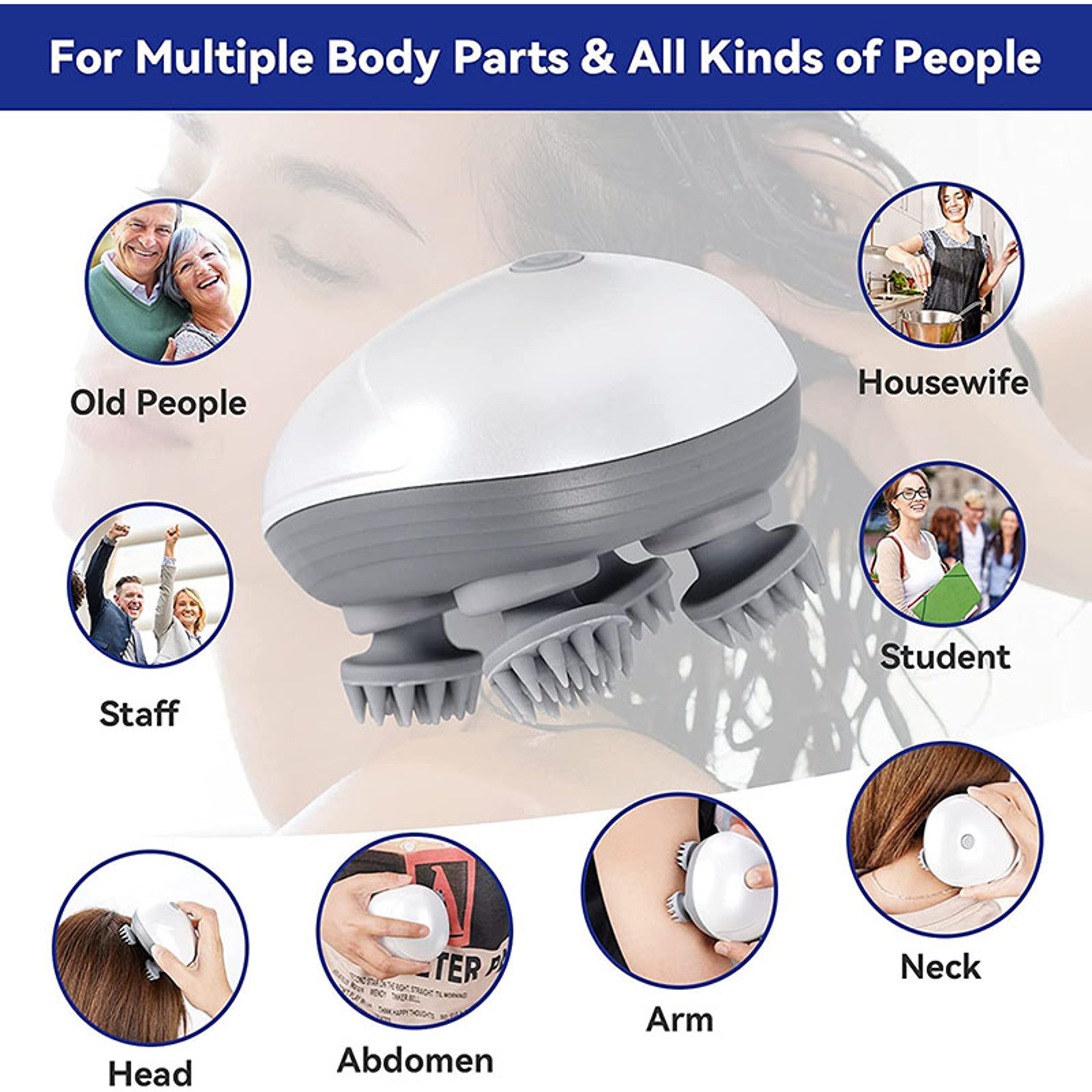 Deep Tissue Electric Cat Massager For Body Shoulder Leg Arm Neck Head Scalp Kneading Vibrating Mass 3