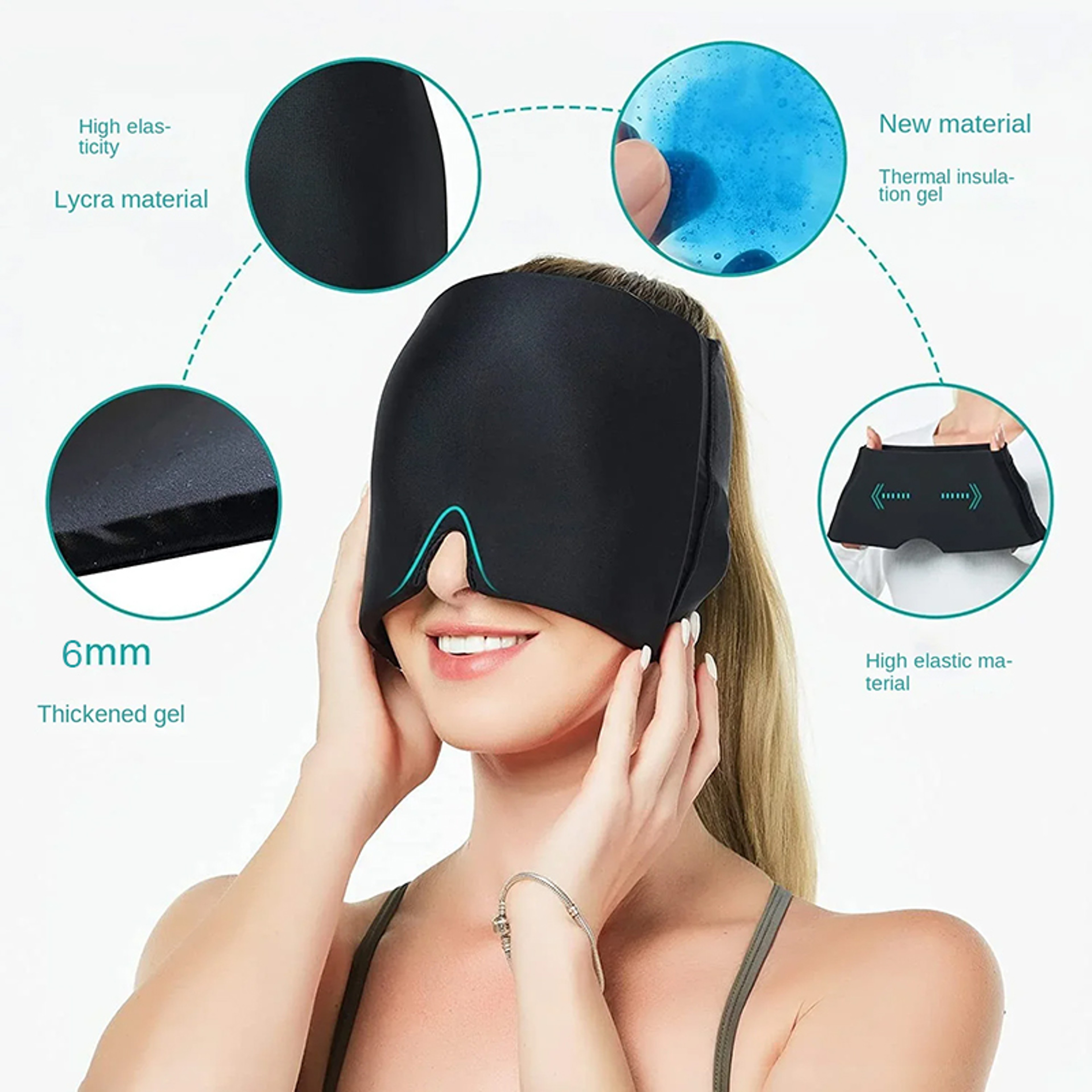 Headache Relief Hat Compress Face Mask, Migraine Gel Cold Ice Head Wrap Pack, Sleep Tool For Sinus Stress Tension – view 3