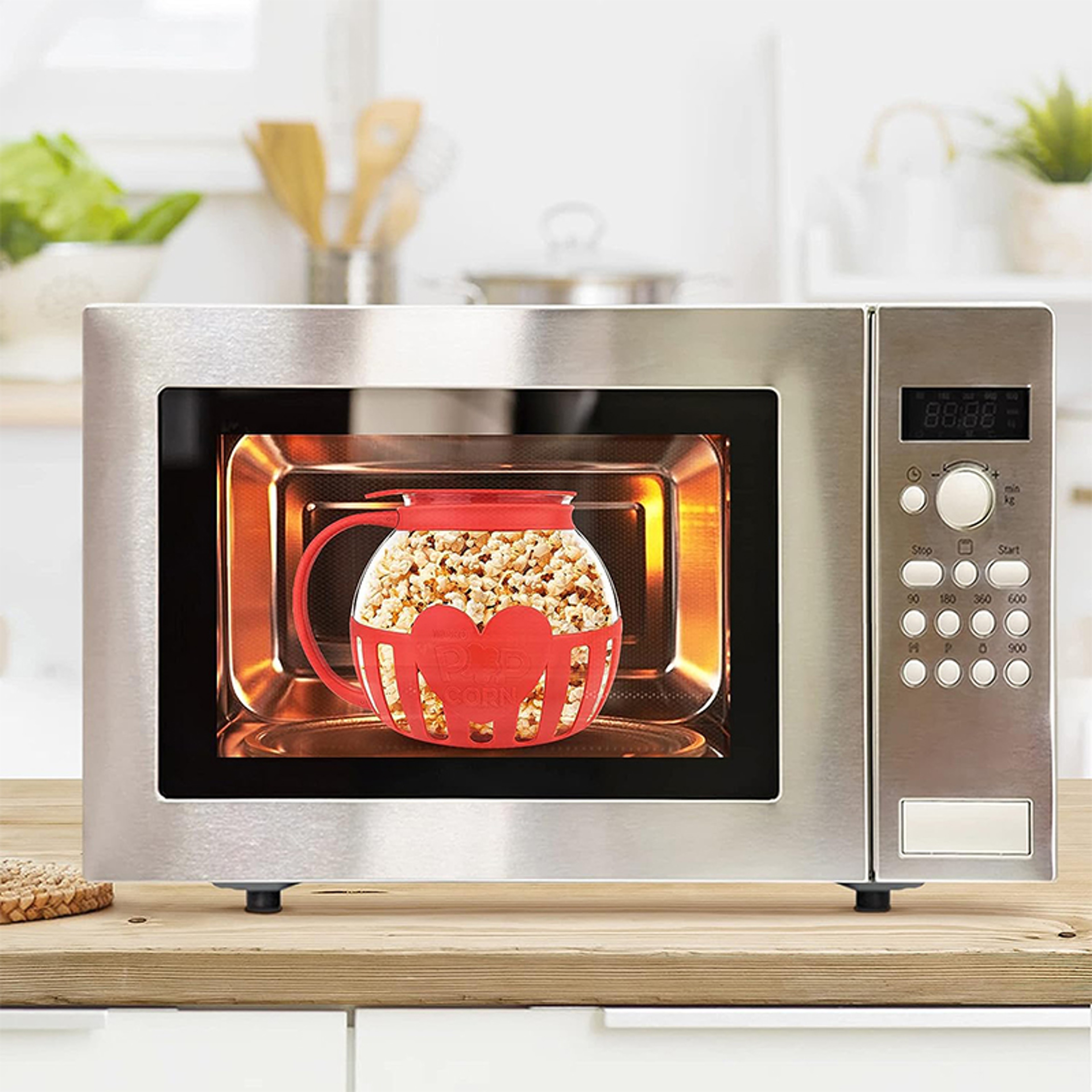 Microwave Popcorn Popper With Temperature Safe Glass And Silicone Lid For Popcorn 1