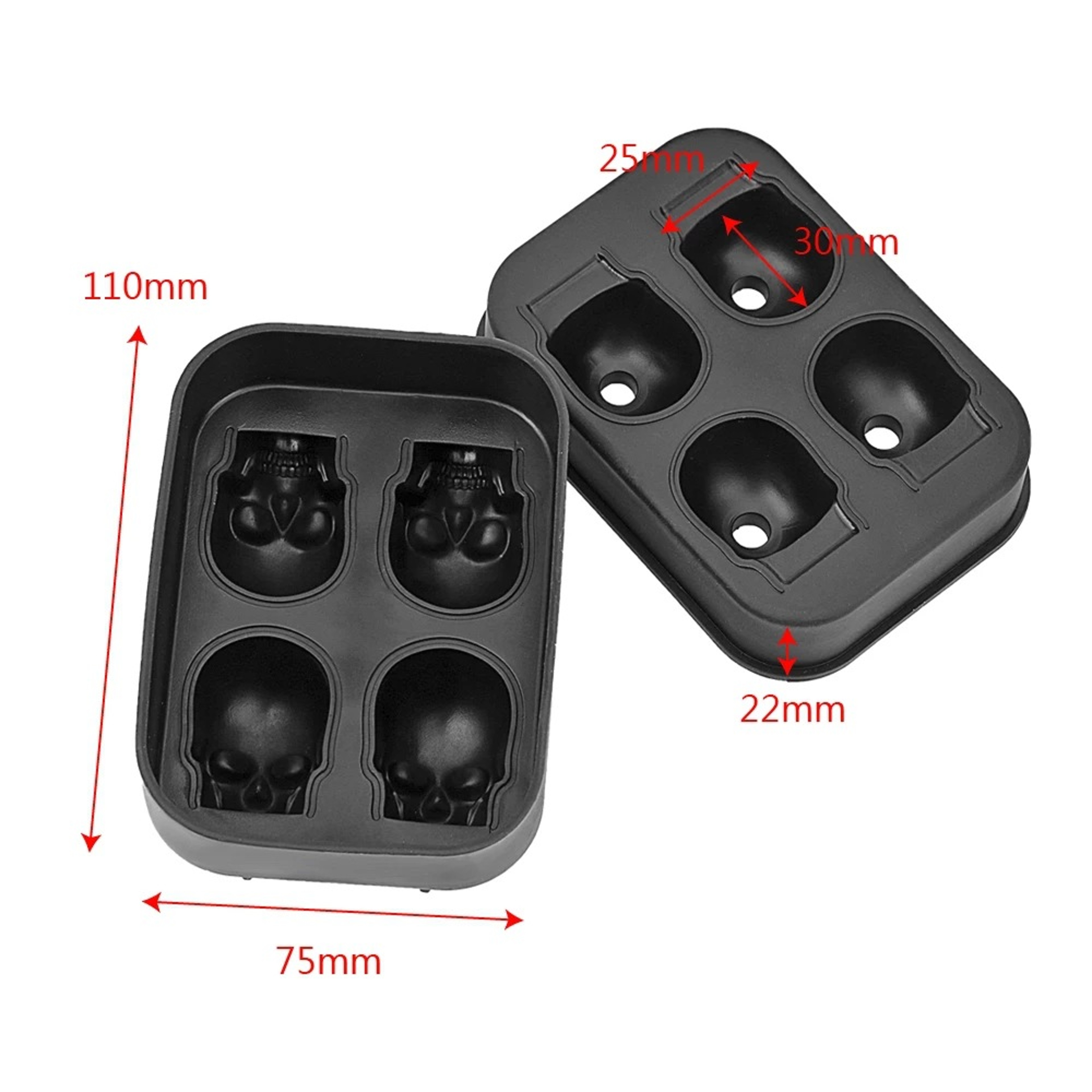Silicone Cavity Ice Cube Maker 3D Skull Ice Cube Tray With Funnel Flexible Ice Maker Molds Ice Crea 5