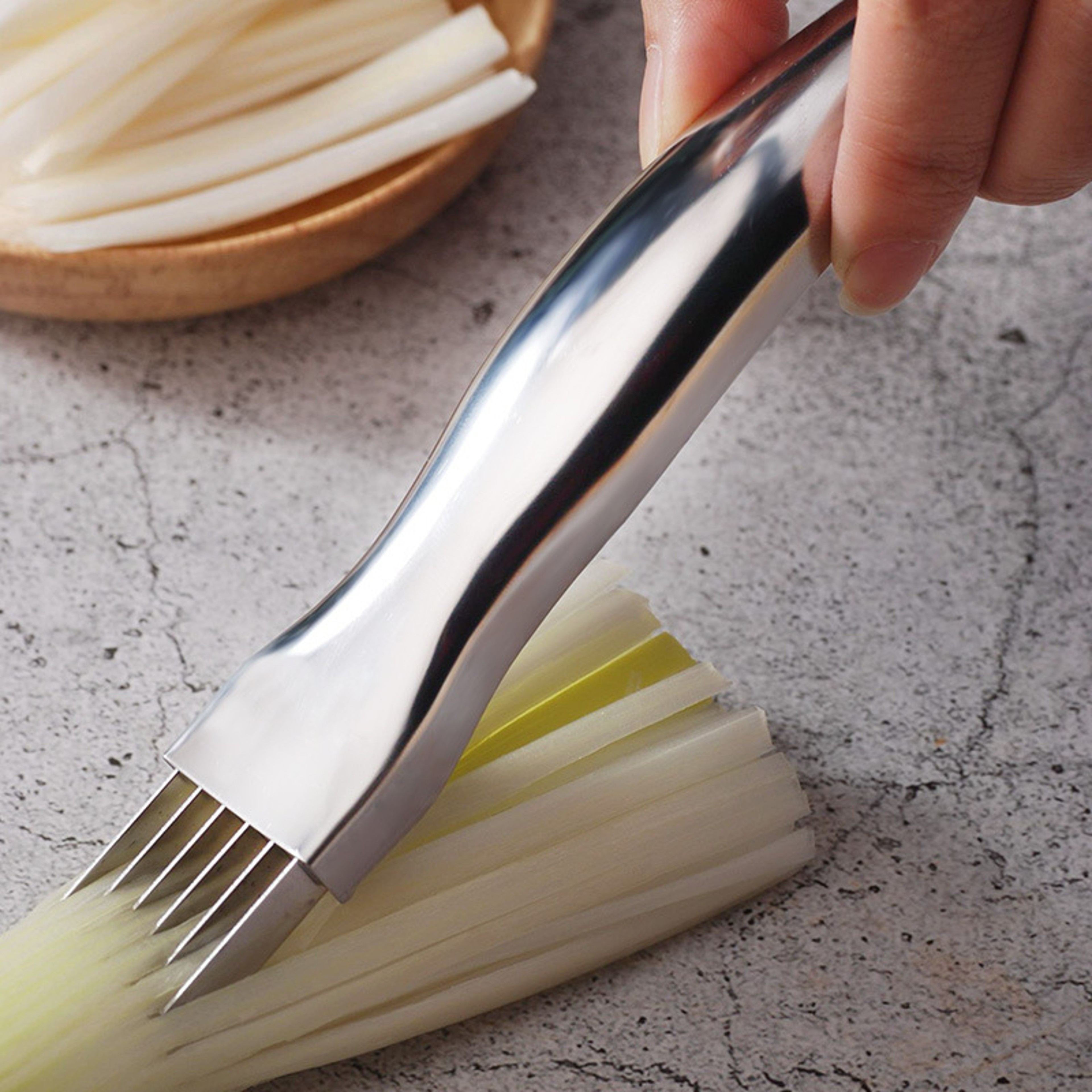 Multi Vegetable Fruit Chopper Shredder Stainless Steel Onion Slicer Cutter Scallion Cutter Knife Ki 1