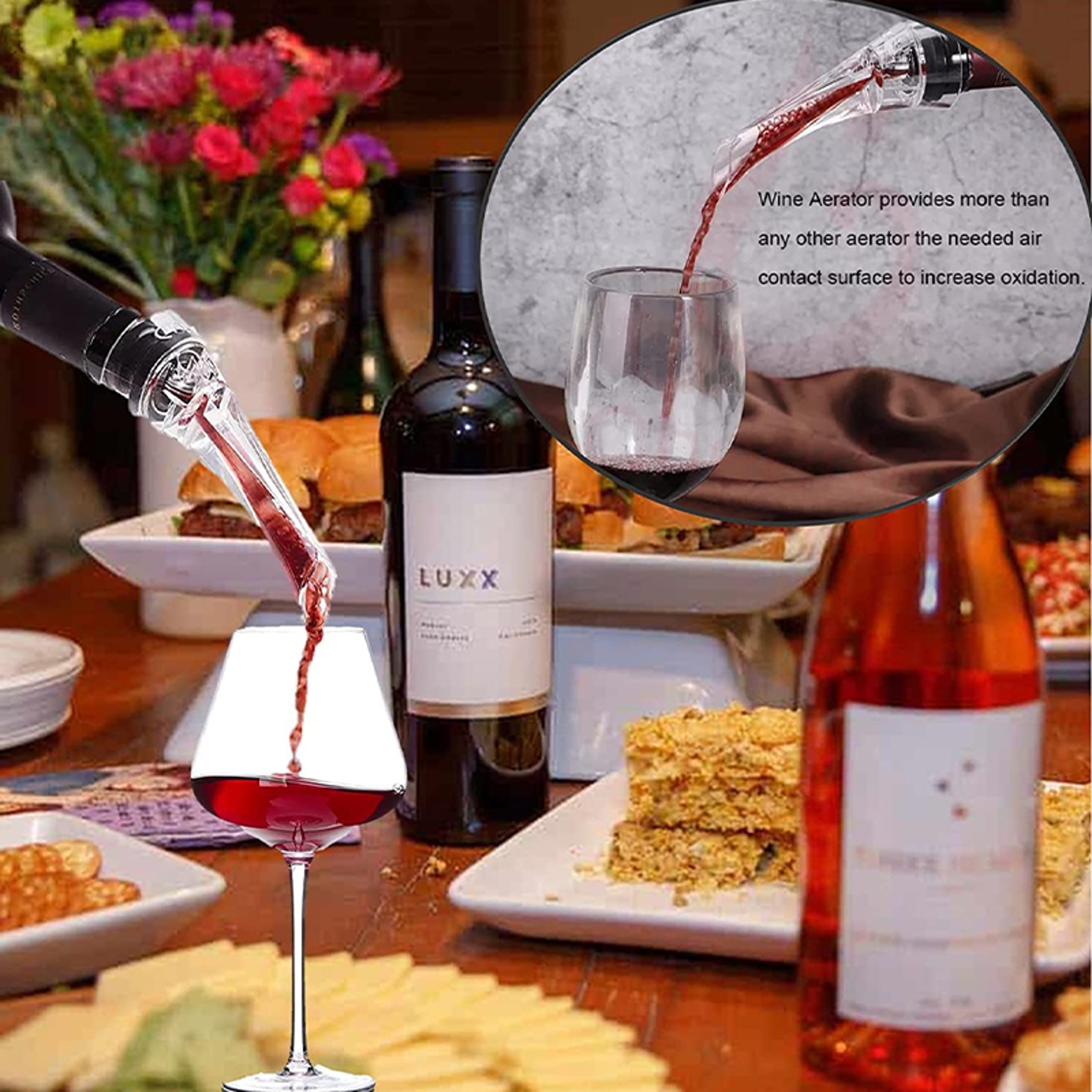Wine Decanter With Aerator Wine Aerator Pourer Spout For Improved Flavor Attaches To Any Bottle 2