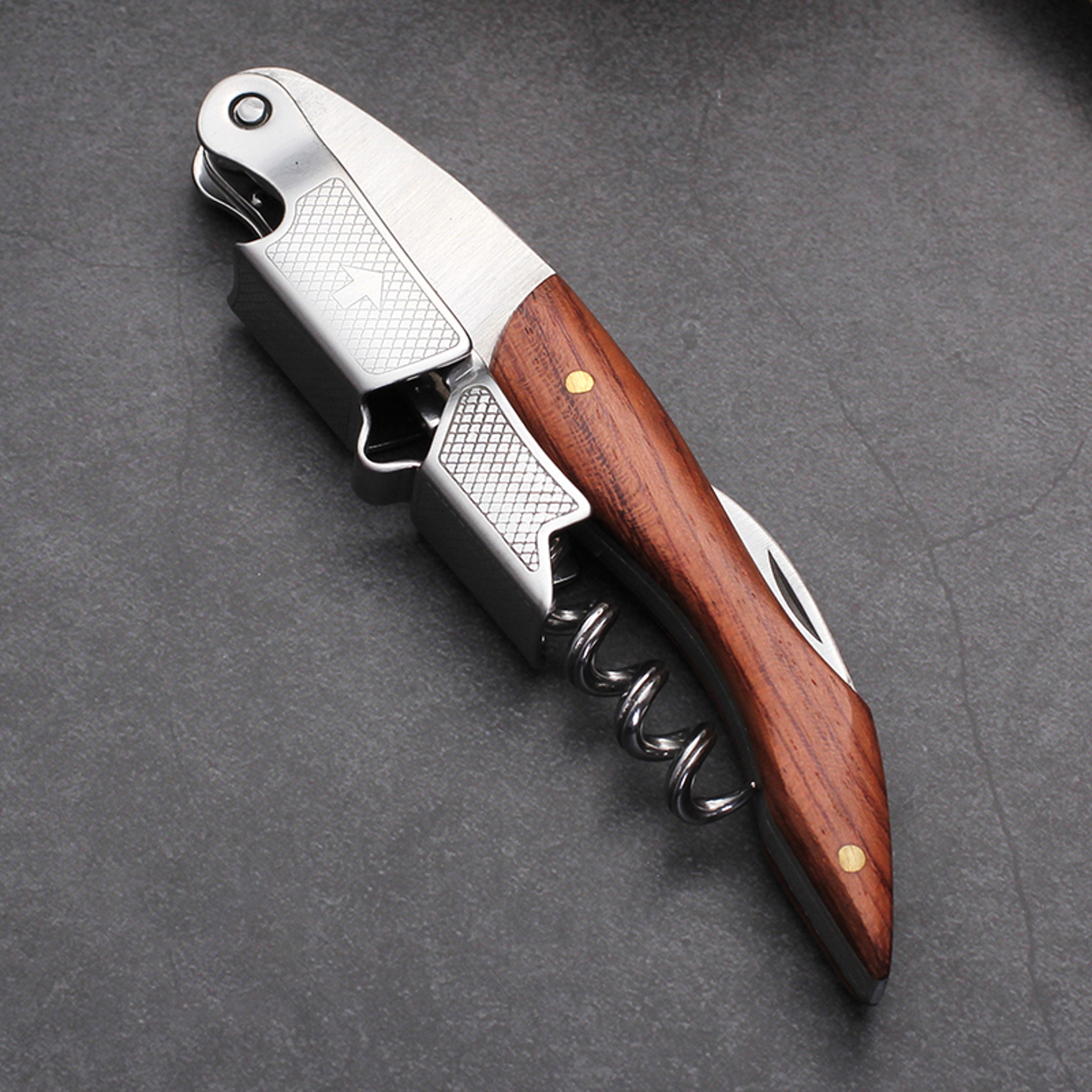Portable Corkscrew Professional Wine Opener Wood Handle Multifunction Beer Cap Bottle Opener Bar Tool – view 7